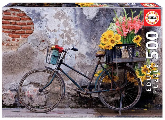 educa-fahrrad-mit-blumen-17988-puzzle-500-teile-ab-11-jahren image 1