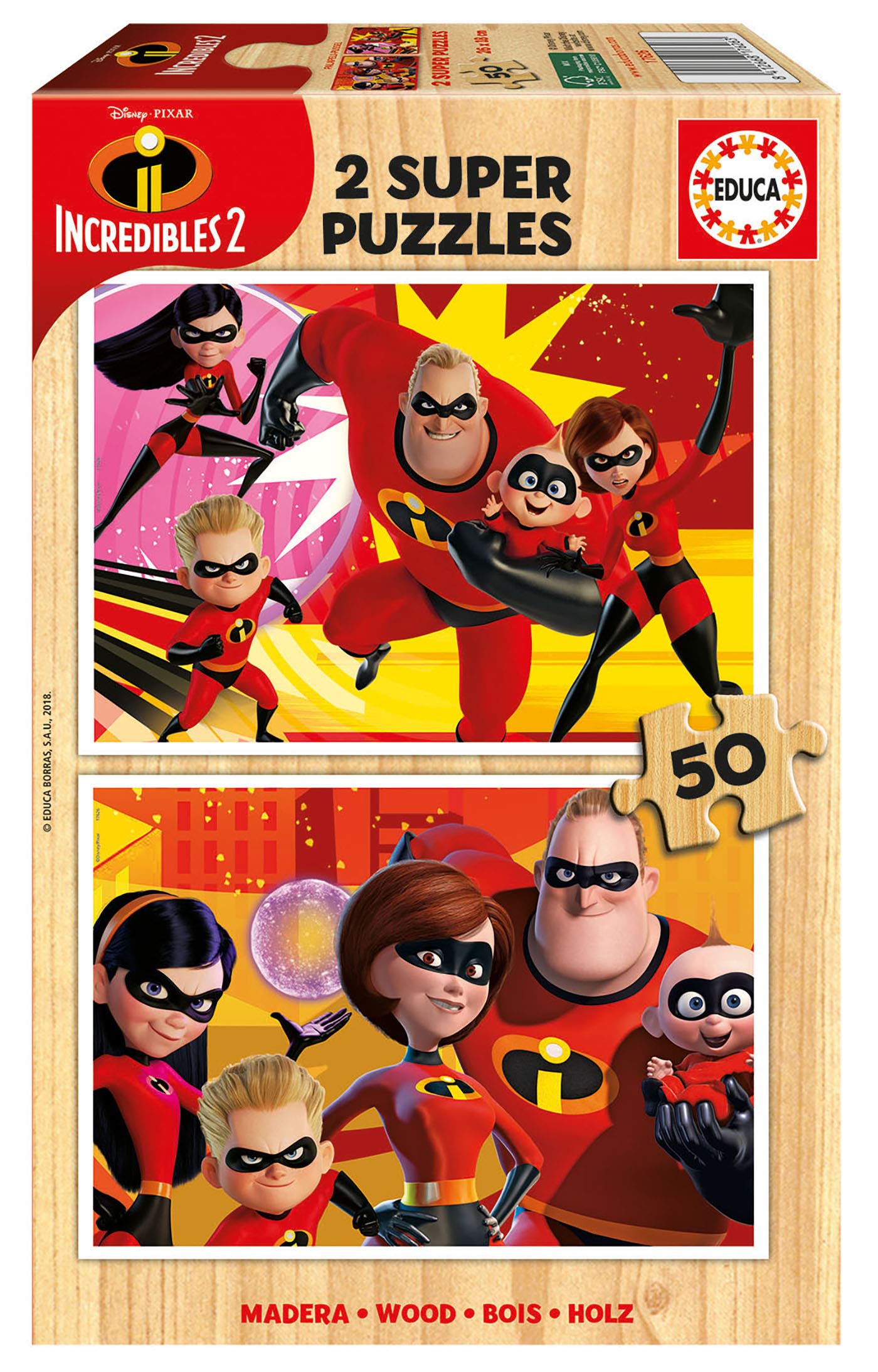 educa-2x50-the-incredibles-2-kinderpuzzle-2x50-teile-ab-4-jahren image 1