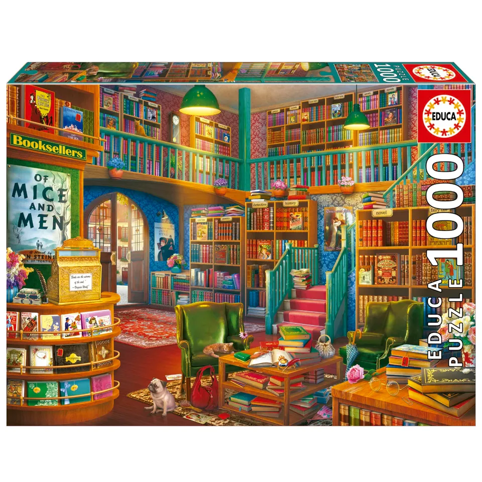 educa-19925-bibliothek-puzzle-1000-teile-katzen image 1