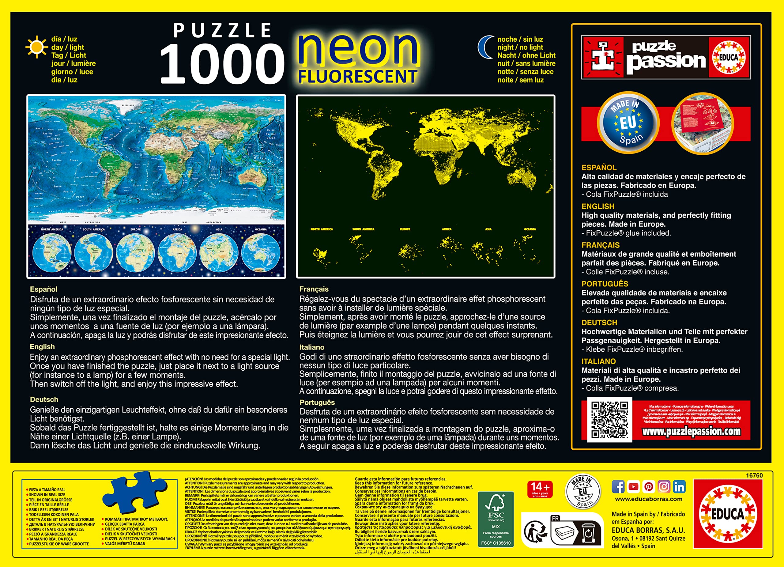educa-16760-weltkarte-puzzle-1000-teile-leuchtet-im-dunkeln image 4