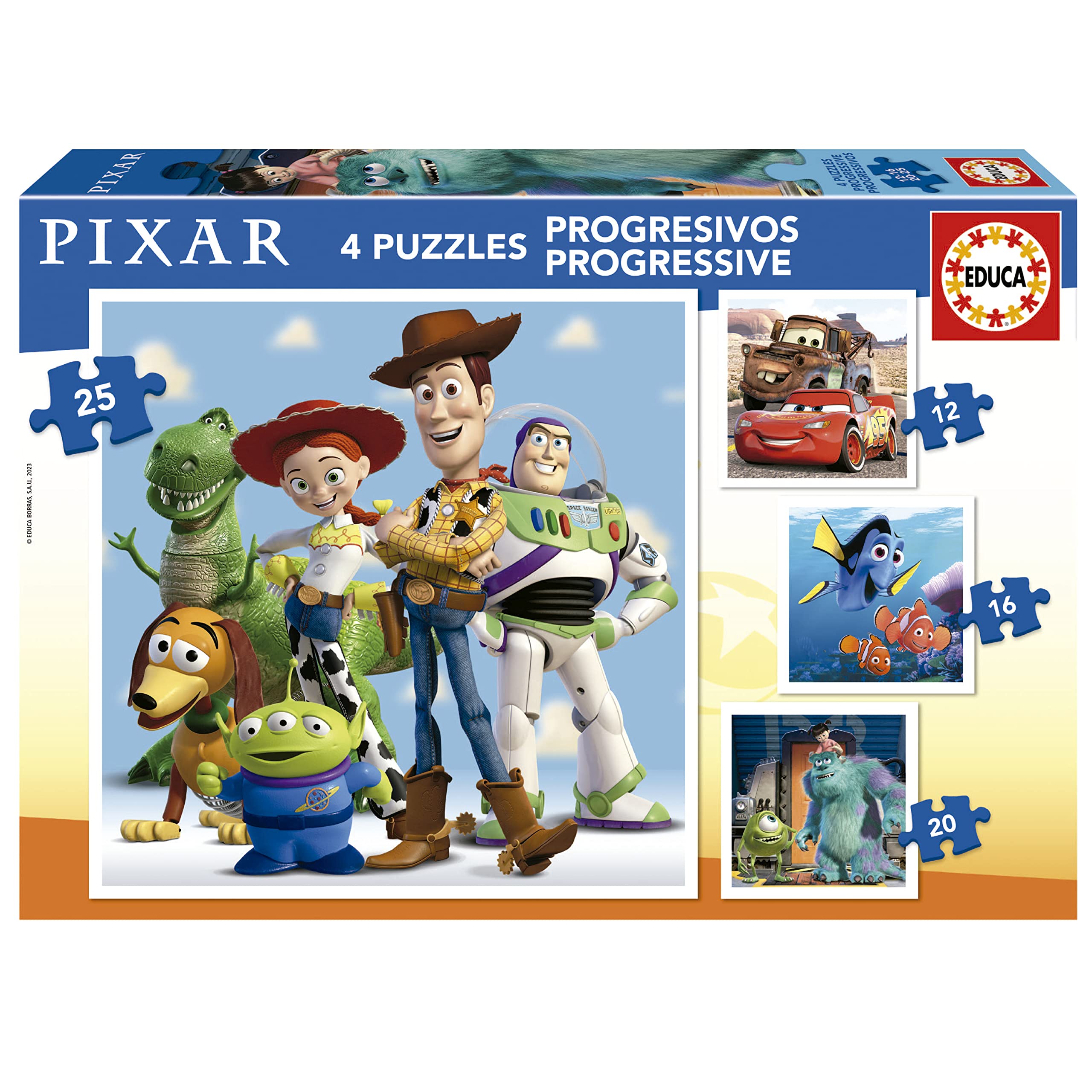 educa-pixar-filme-19681-puzzle-4in1-12-16-20-25-teile-ab-3-jahren image 1