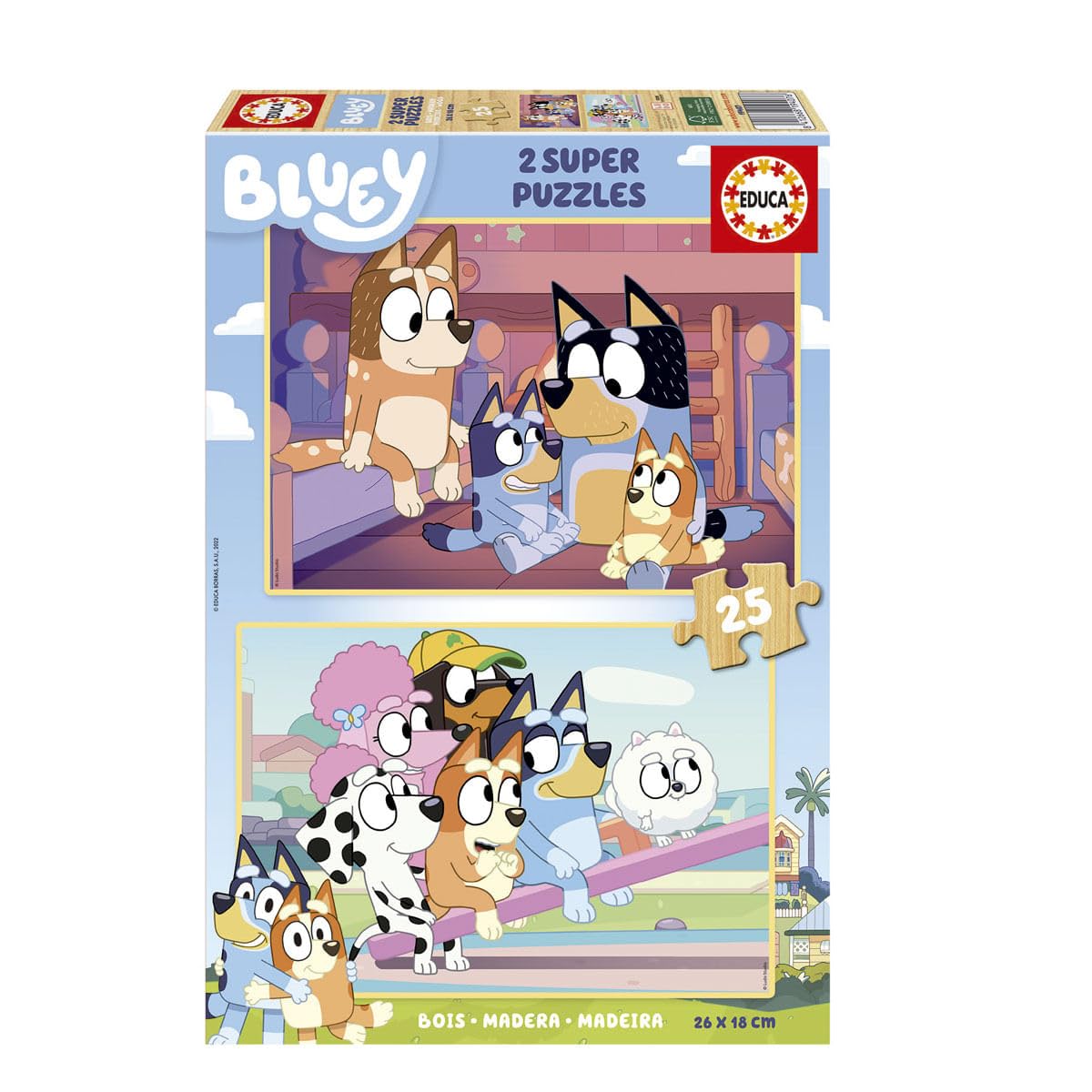 educa-bluey-holzpuzzle-2x25-teile-kinder-ab-3-jahren image 1