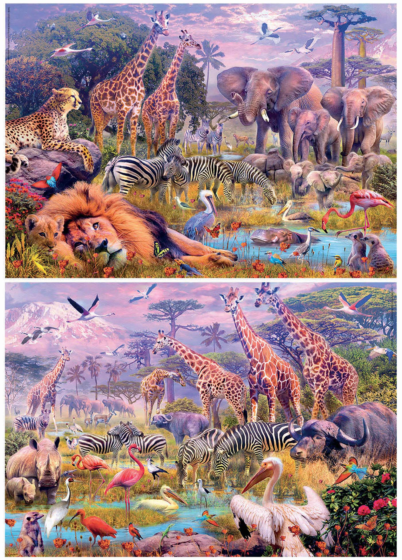 educa-wilde-tiere-kinderpuzzle-2x100-teile-panorama-ab-6 image 2