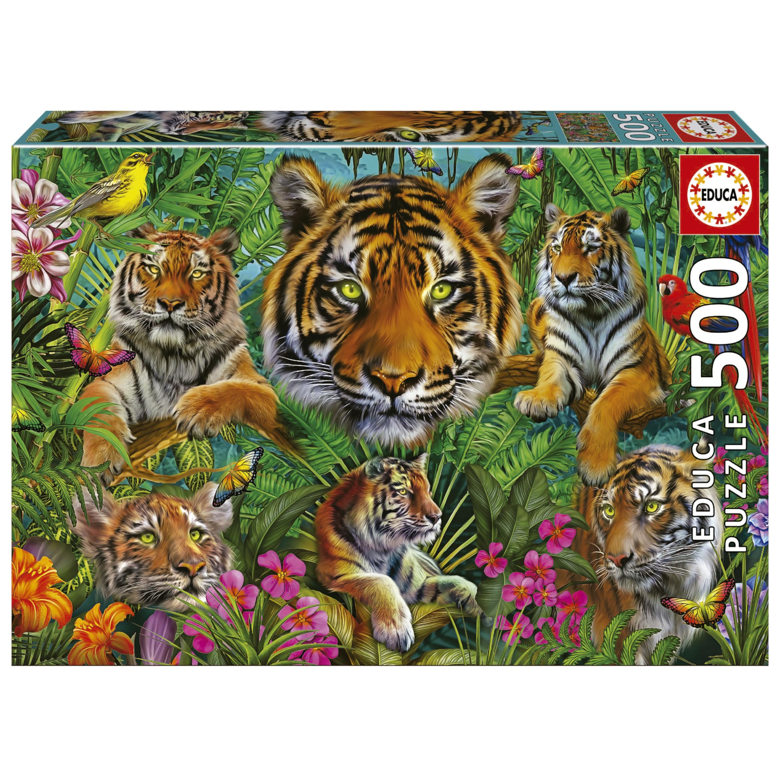 educa-tiger-im-dschungel-19902-500-teile-puzzle-48-x-34-cm image 1