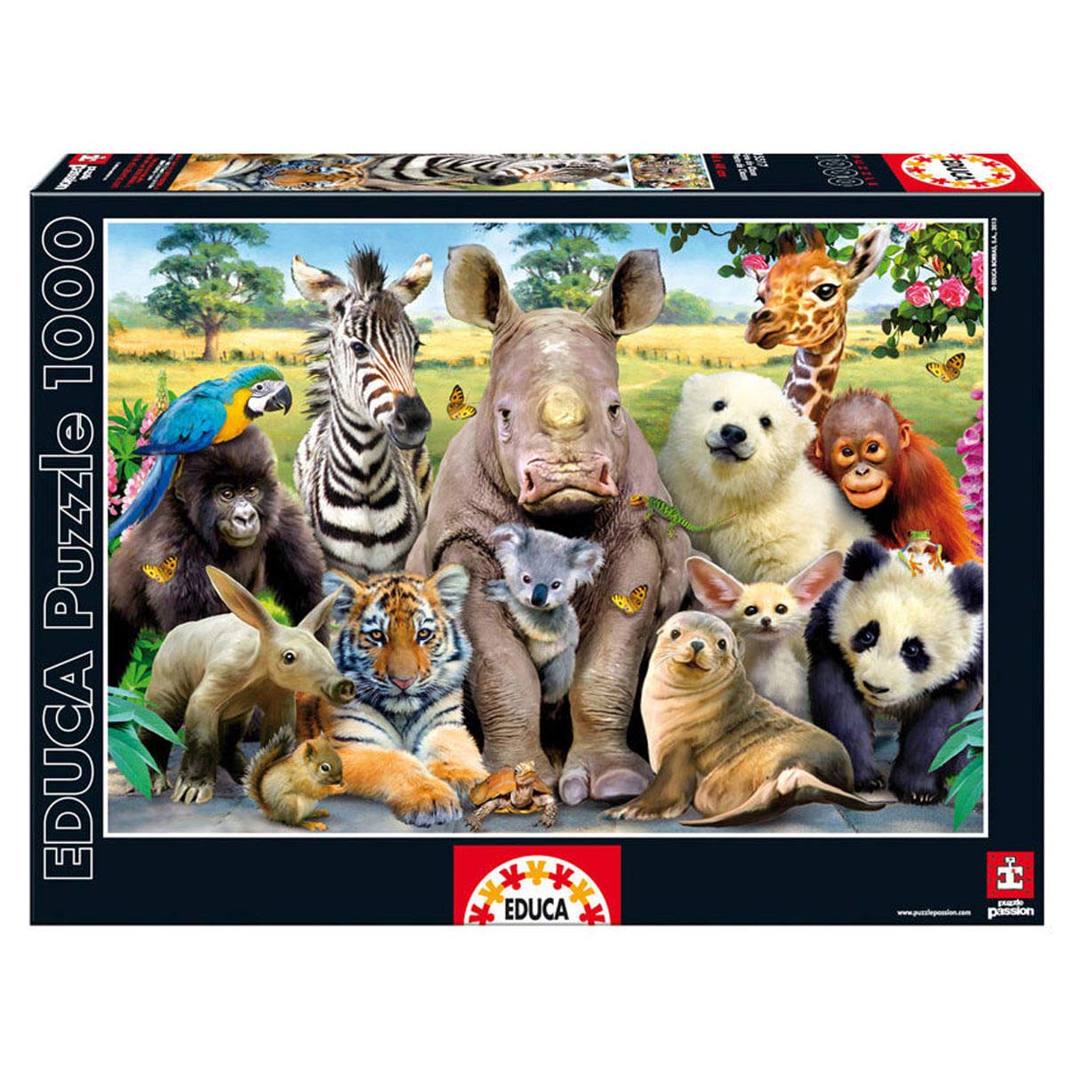 educa-zootiere-klassenfoto-puzzle-1000-teile-tiere image 1