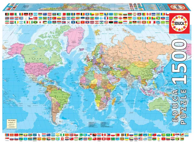 educa-politische-weltkarte-puzzle-1500-teile-85x60-cm-flaggen image 1