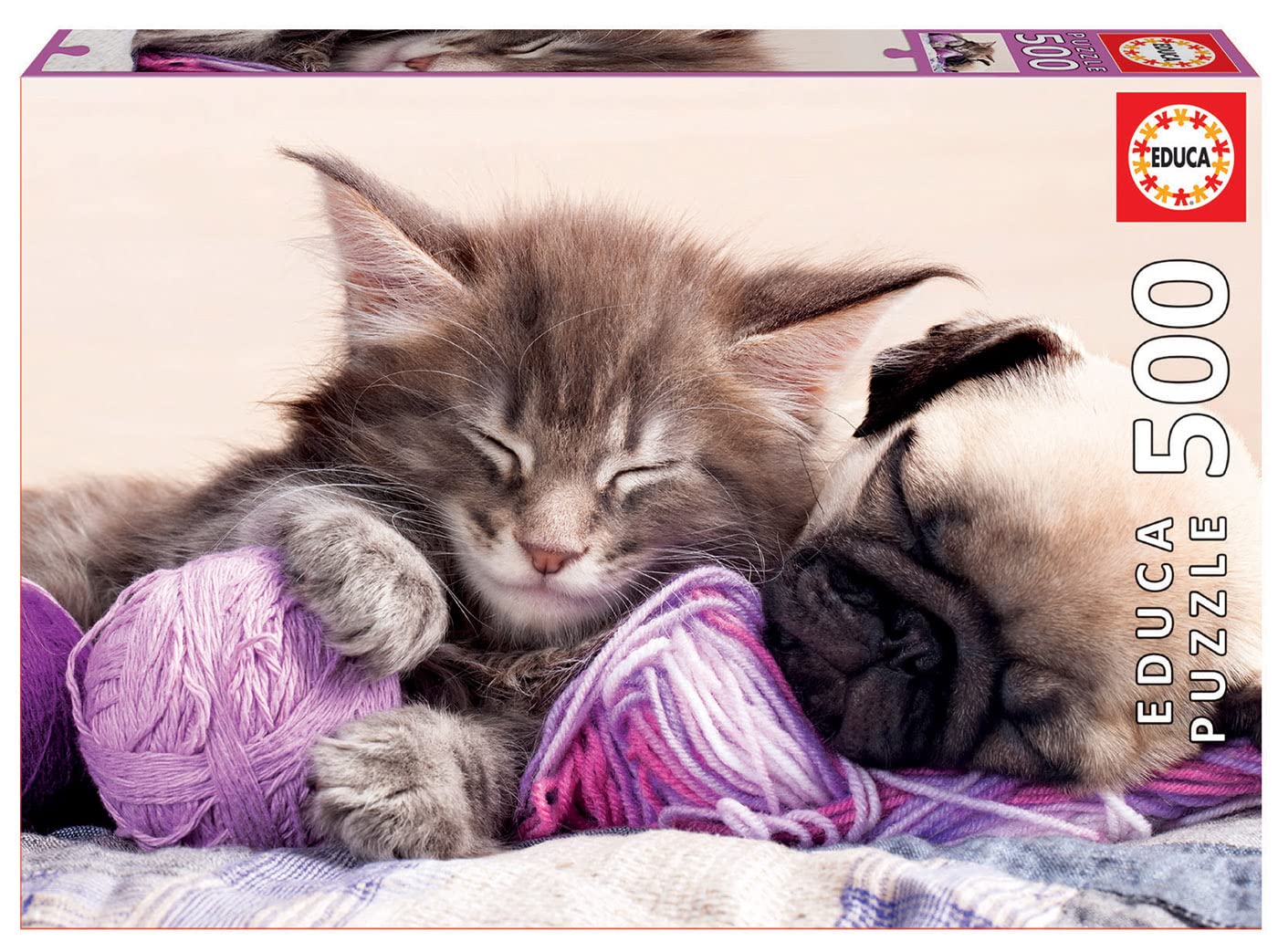 educa-17644-beste-freunde-puzzle-500-teile-katze-welpe image 1