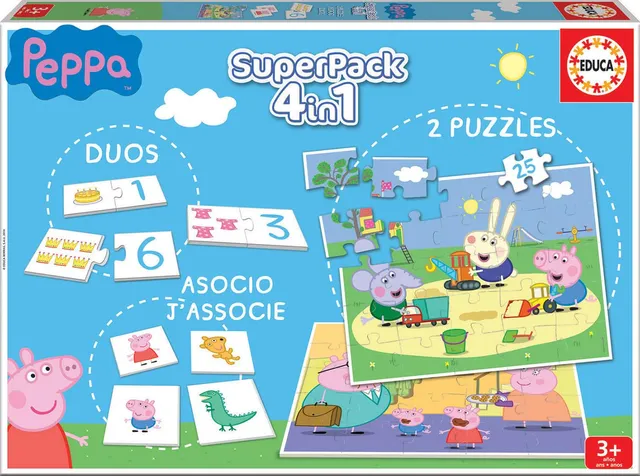 educa-peppa-wutz-4-in-1-superpack-memo-domino-2x25-teile-ab-3j image 1