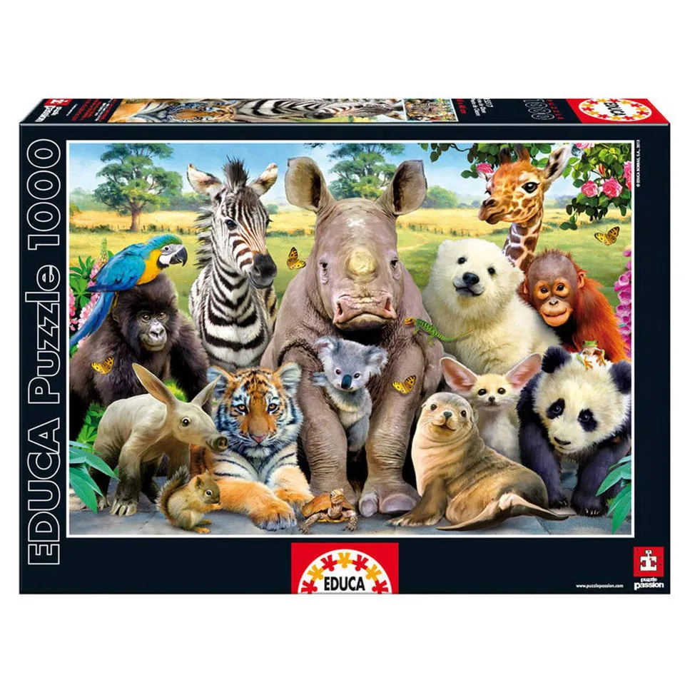 educa-zootiere-klassenfoto-puzzle-1000-teile-tiere image 1