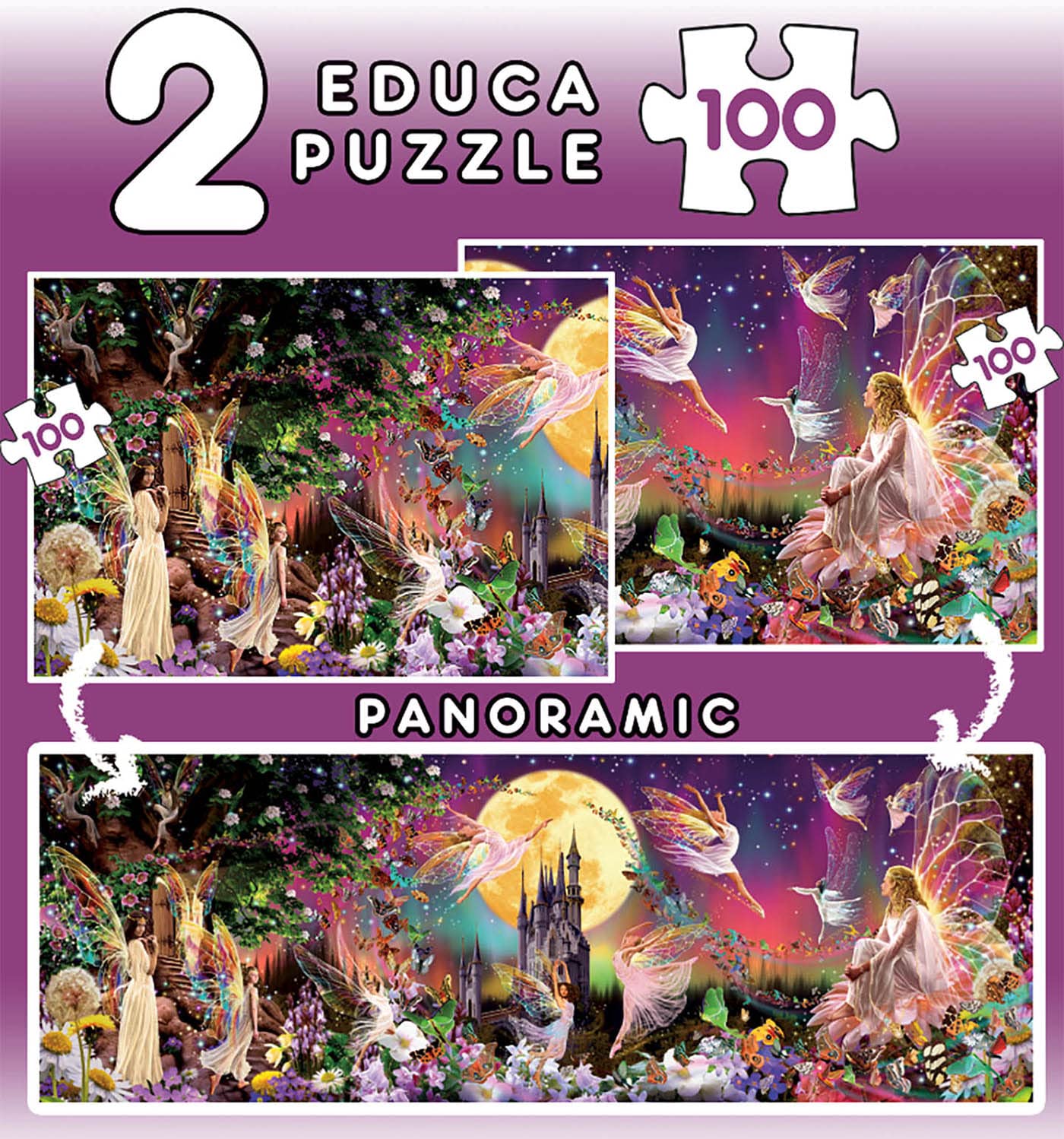 educa-19291-feen-triptychon-puzzle-2x100-teile-fantasy image 2
