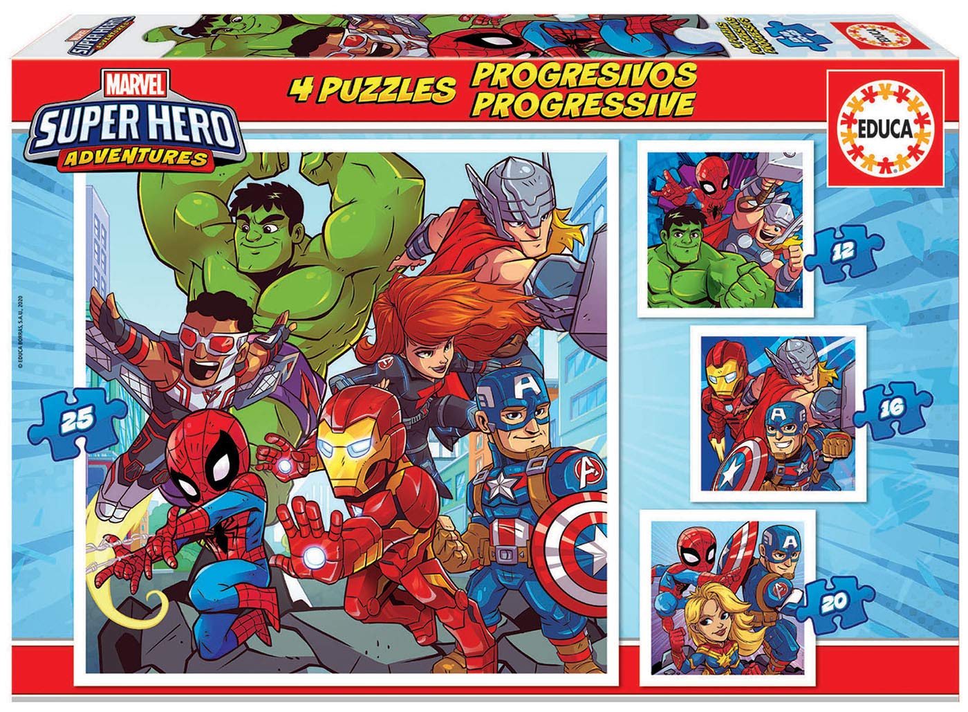 educa-marvel-super-hero-adventures-kinderpuzzle-4er-set-12-25teile image 1