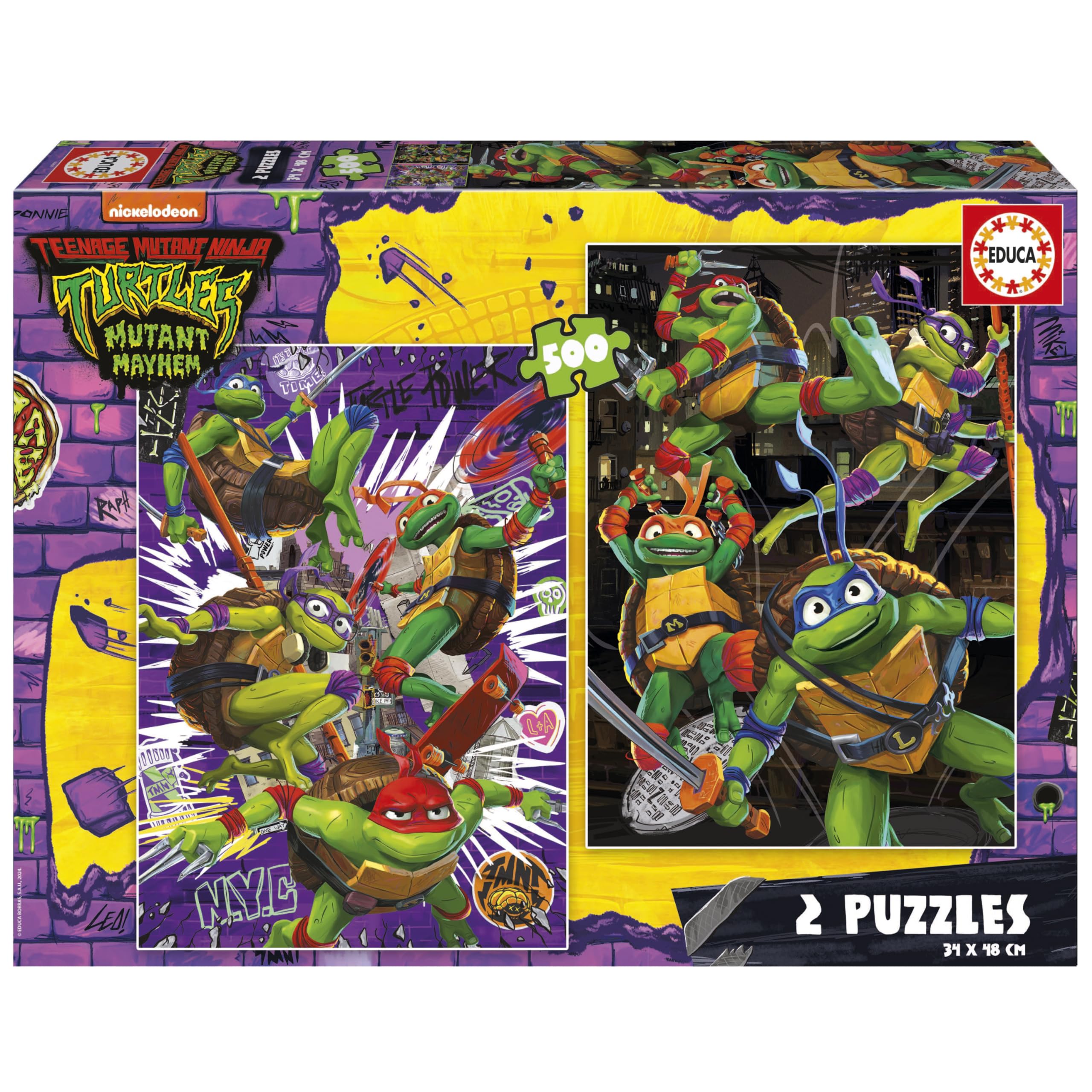educa-ninja-turtles-19916-puzzle-2x500-teile-set image 1