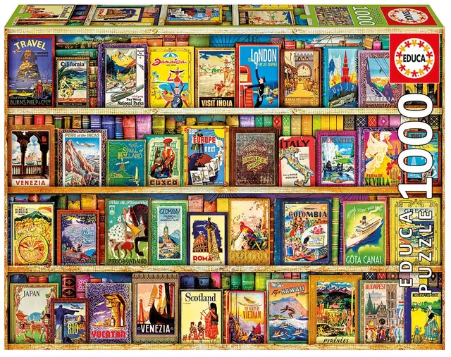educa-17102-world-travel-guides-puzzle-1000-teile-vintage image 1