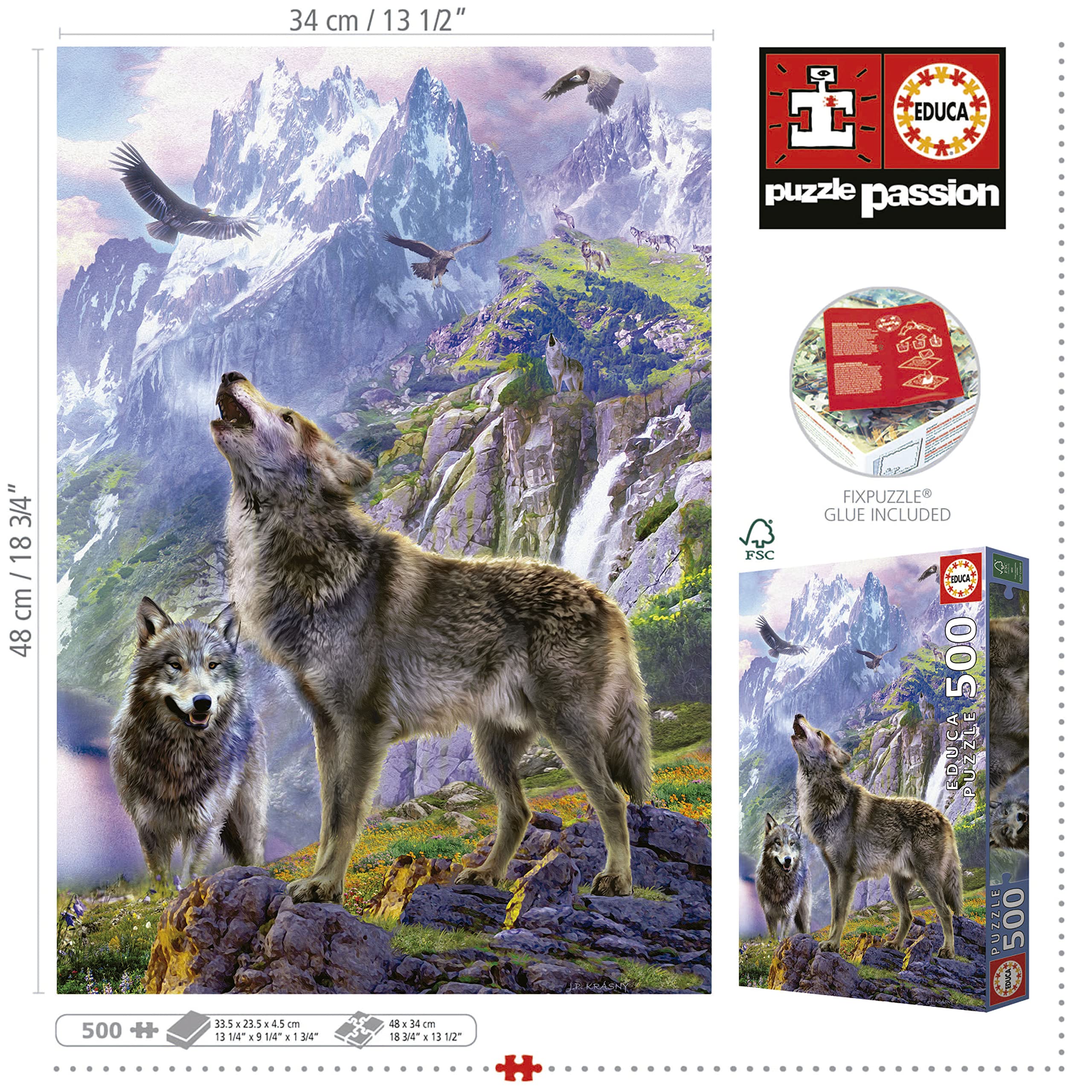 educa-w-lfe-in-den-bergen-19548-puzzle-500-teile-tiermotiv image 3
