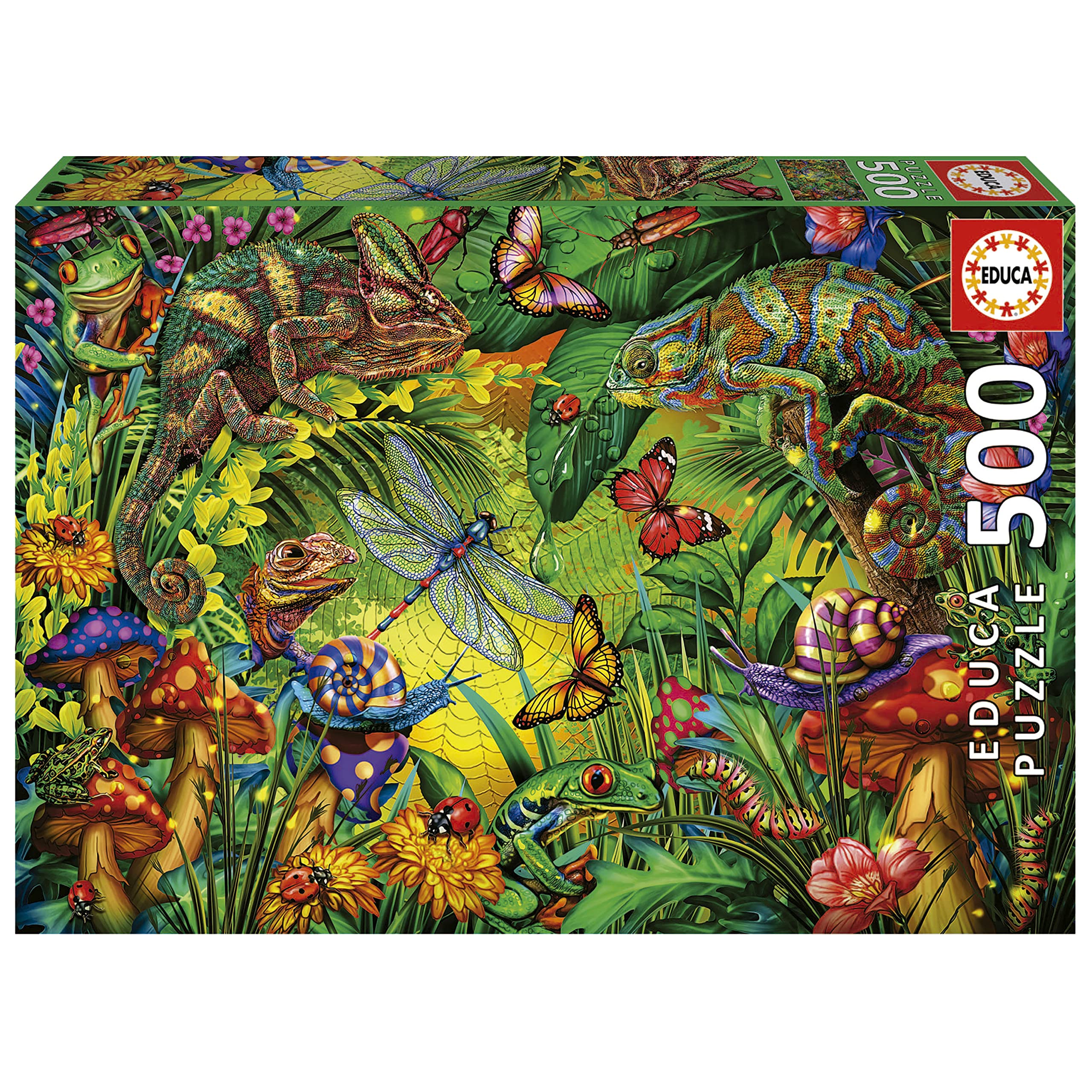 educa-19551-buntes-dschungelleben-puzzle-500-teile-tier image 1
