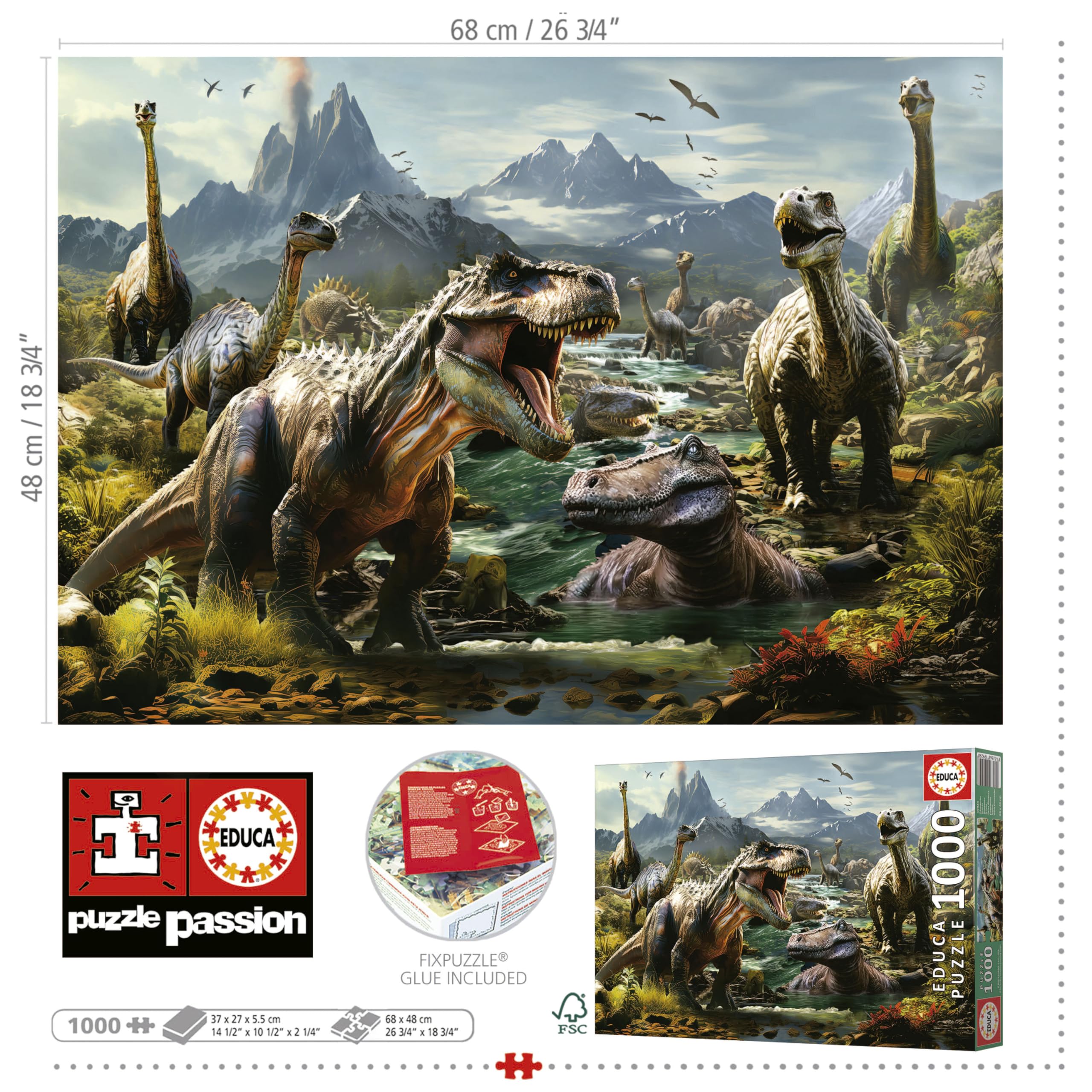educa-19924-wilde-dinosaurier-puzzle-1000-teile-ab-14-jahren image 5
