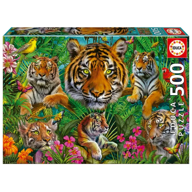 educa-tiger-im-dschungel-19902-500-teile-puzzle-48-x-34-cm image 1