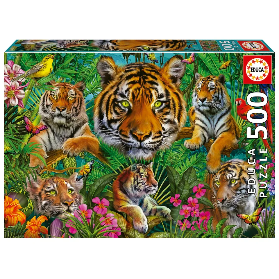 educa-tiger-im-dschungel-19902-500-teile-puzzle-48-x-34-cm image 1