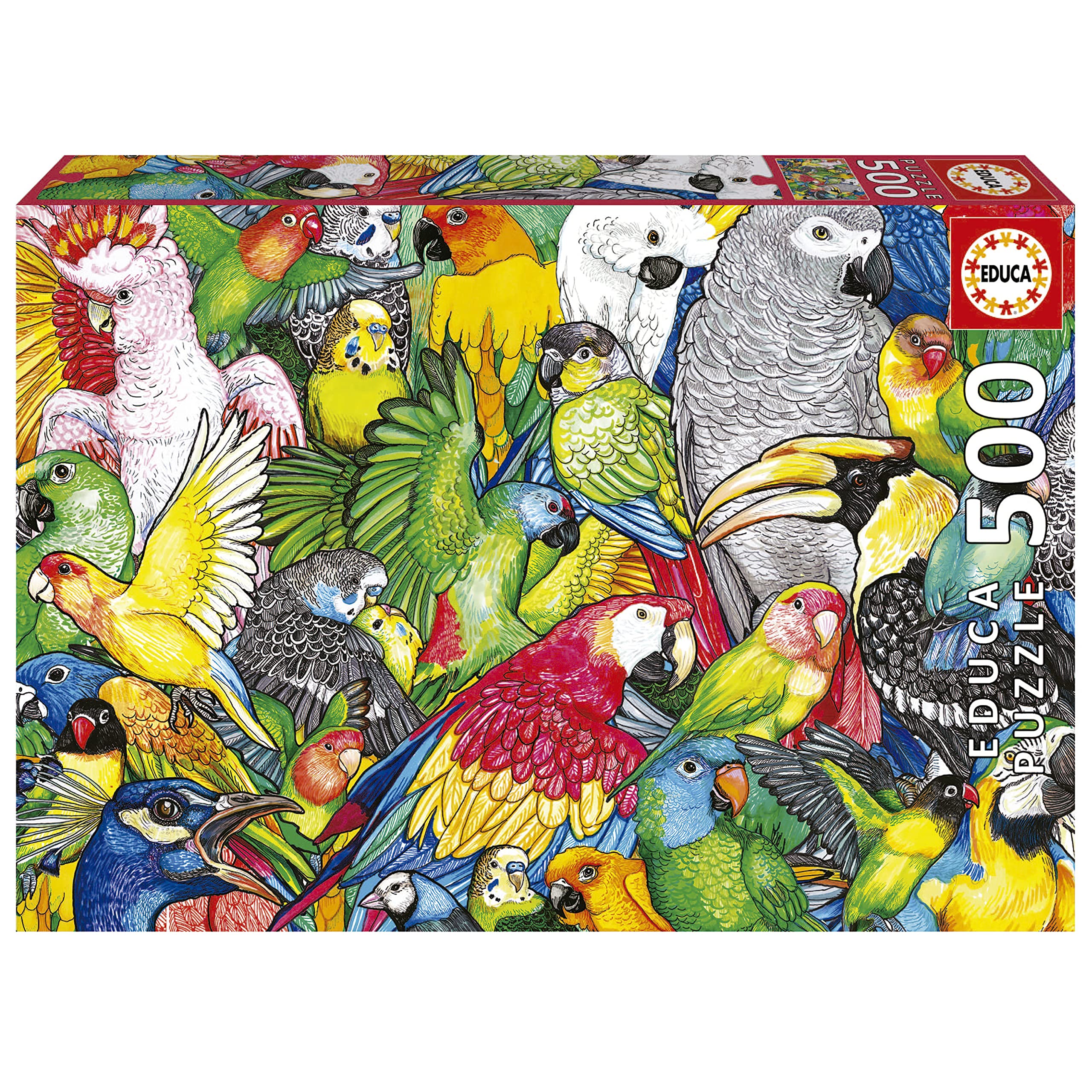 educa-papageien-19547-puzzle-500-teile-tiermotiv image 1