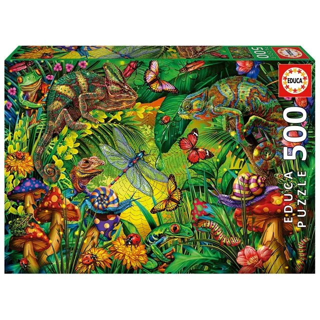 educa-19551-buntes-dschungelleben-puzzle-500-teile-tier image 1