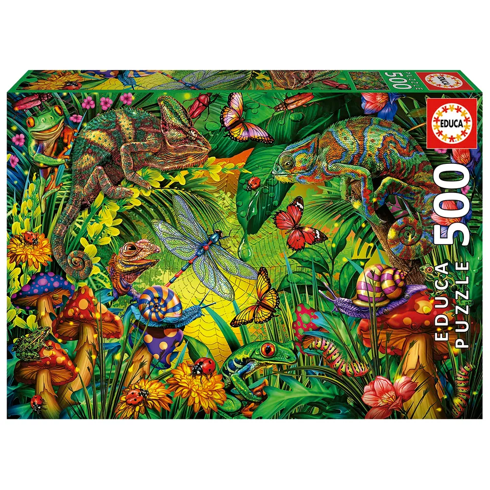 educa-19551-buntes-dschungelleben-puzzle-500-teile-tier image 1