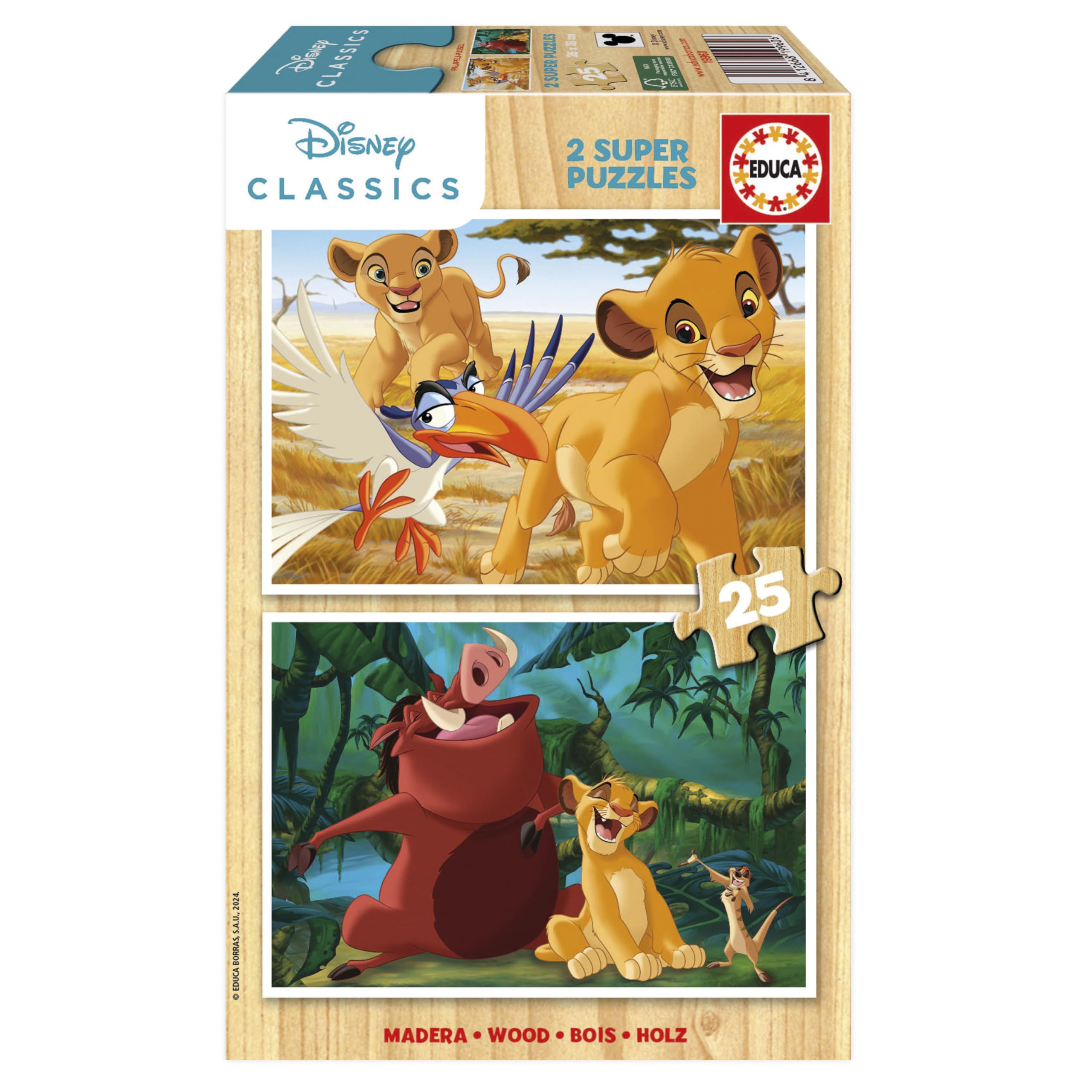 educa-19960-k-nig-der-l-wen-holzpuzzle-2x25-teile-simba image 1