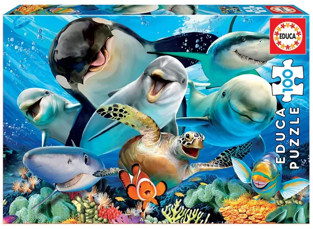 educa-meerestiere-selfie-kinderpuzzle-100-teile-18062-ab-6-jahren image 1