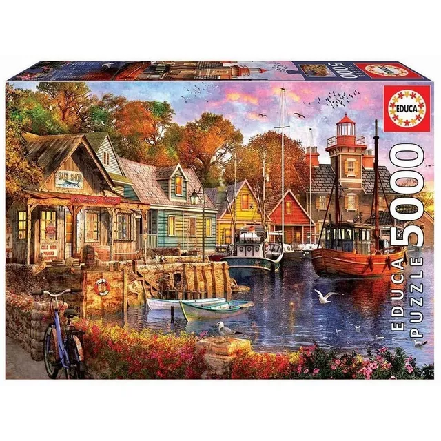 educa-18015-abends-am-hafen-puzzle-5000-teile-boote-motiv image 1