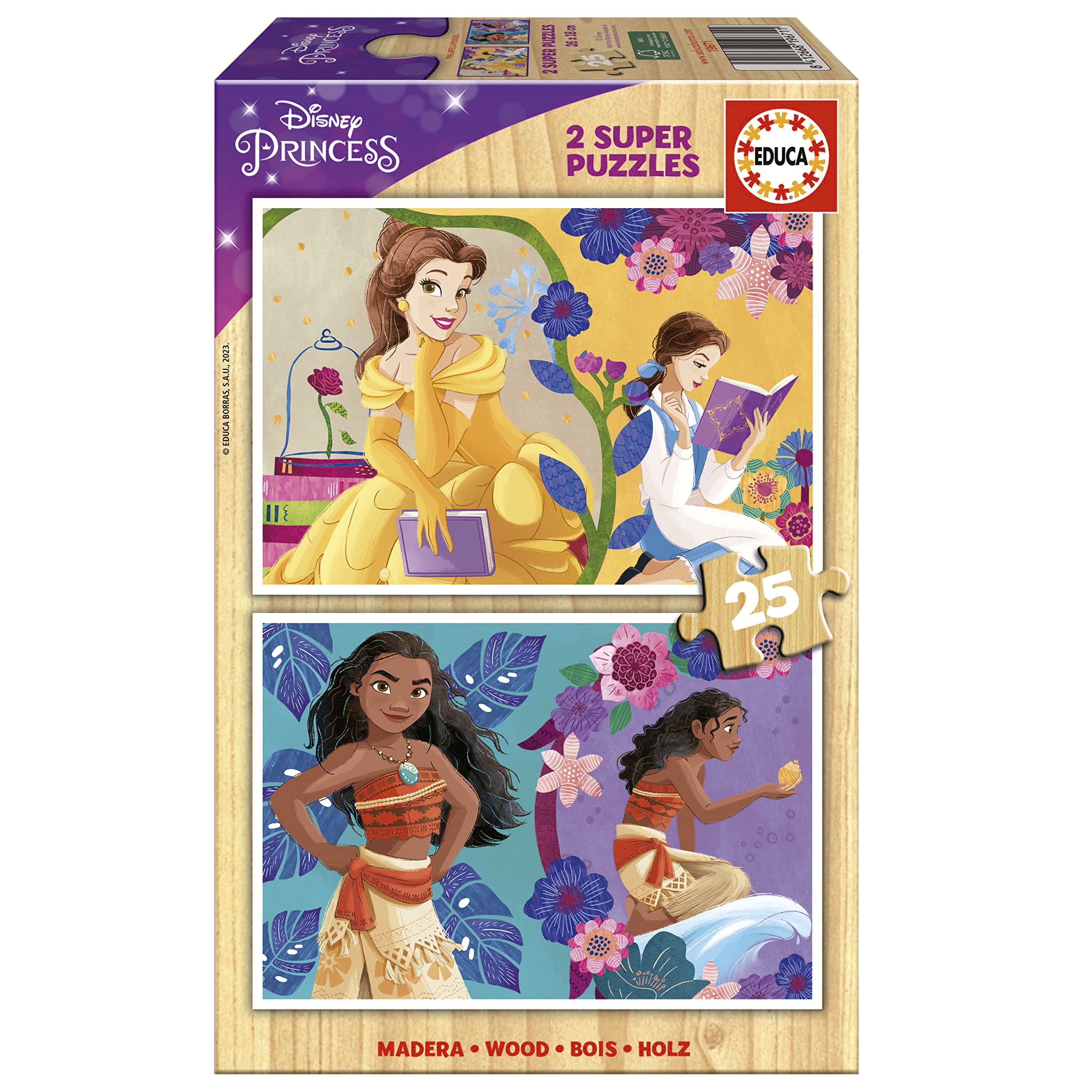 educa-19671-disney-princess-holzpuzzle-2x25-teile-ab-3-j image 1