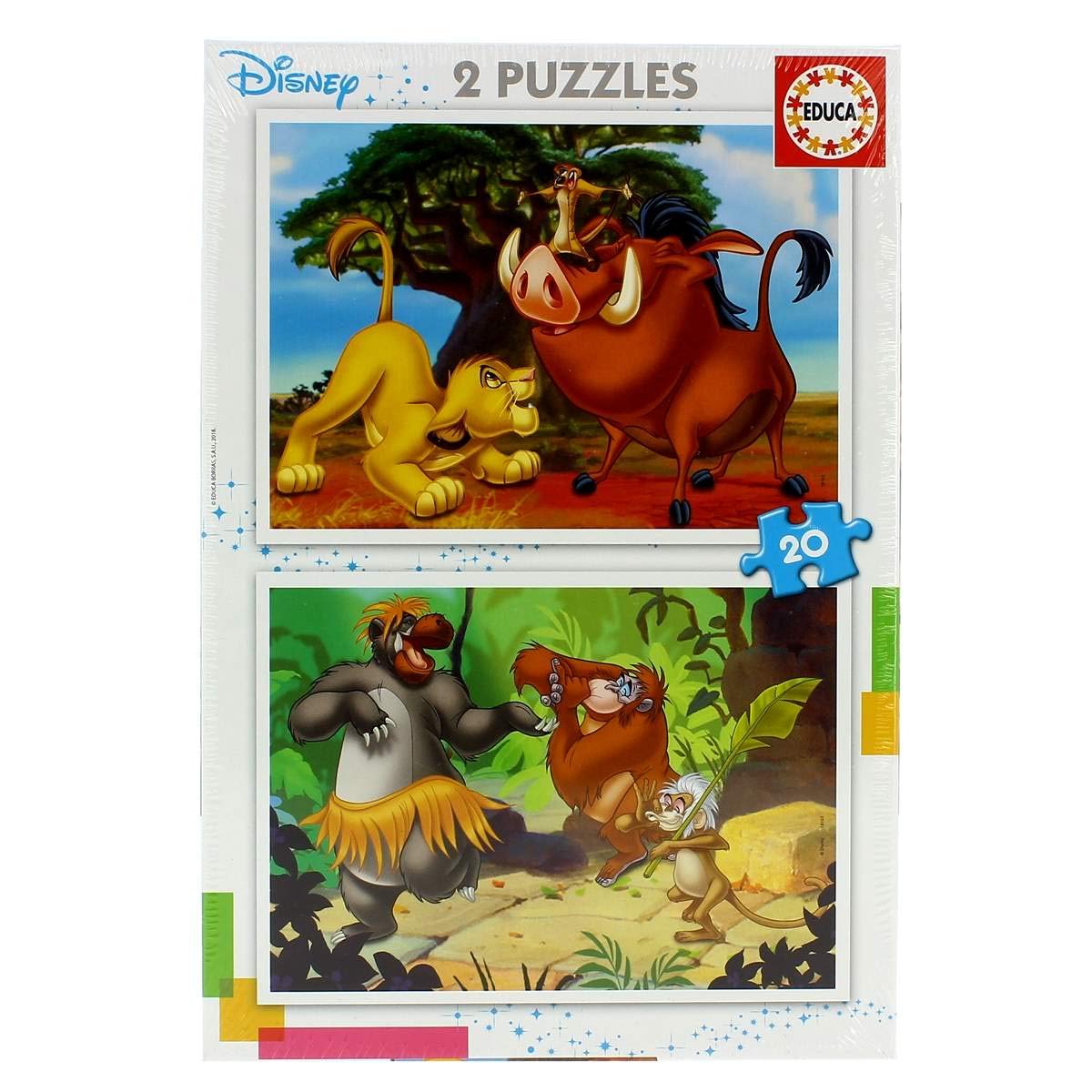 educa-disney-tiere-18103-2x20-teile-puzzleset-ab-3-jahren image 1