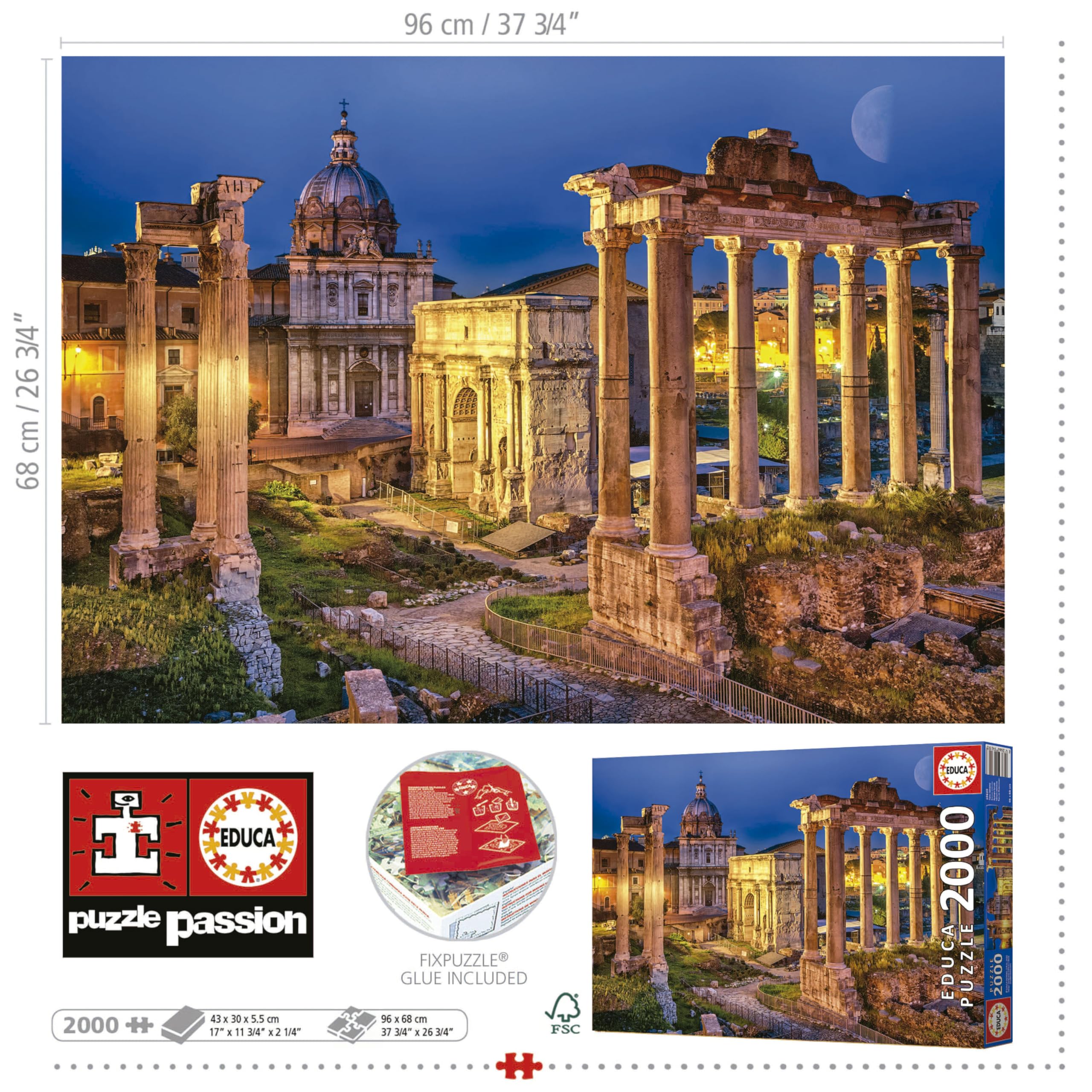 educa-19619-forum-romanum-puzzle-2000-teile-nacht-rom image 3