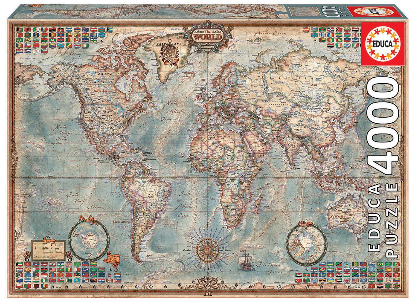 educa-14827-antike-weltkarte-puzzle-4000-teile-wandbild image 1