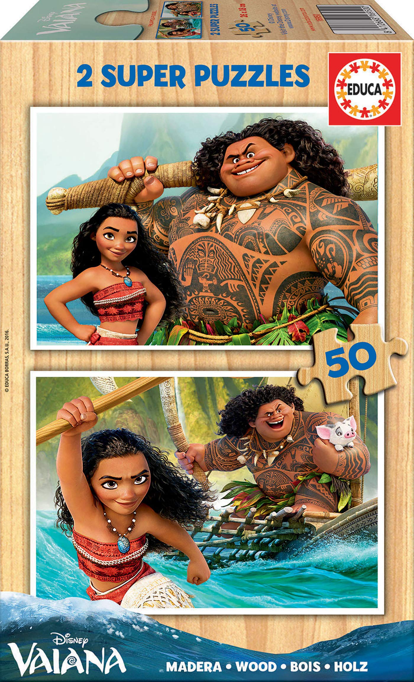 educa-vaiana-16950-kinderpuzzle-2x50-teile-disney-ab-4 image 1