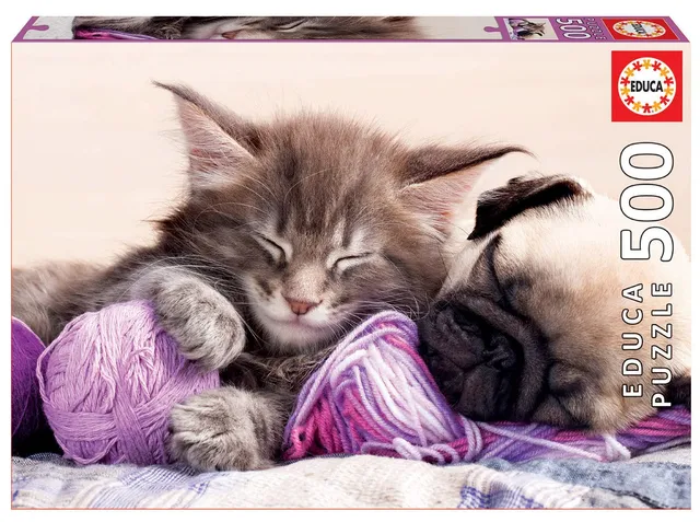 educa-17644-beste-freunde-puzzle-500-teile-katze-welpe image 1