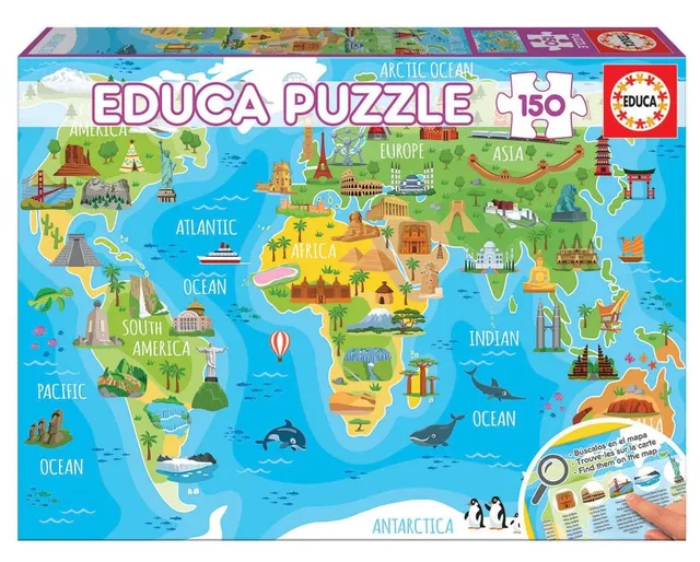 educa-weltkarte-monumente-18116-lernpuzzle-150-teile-ab-6 image 1