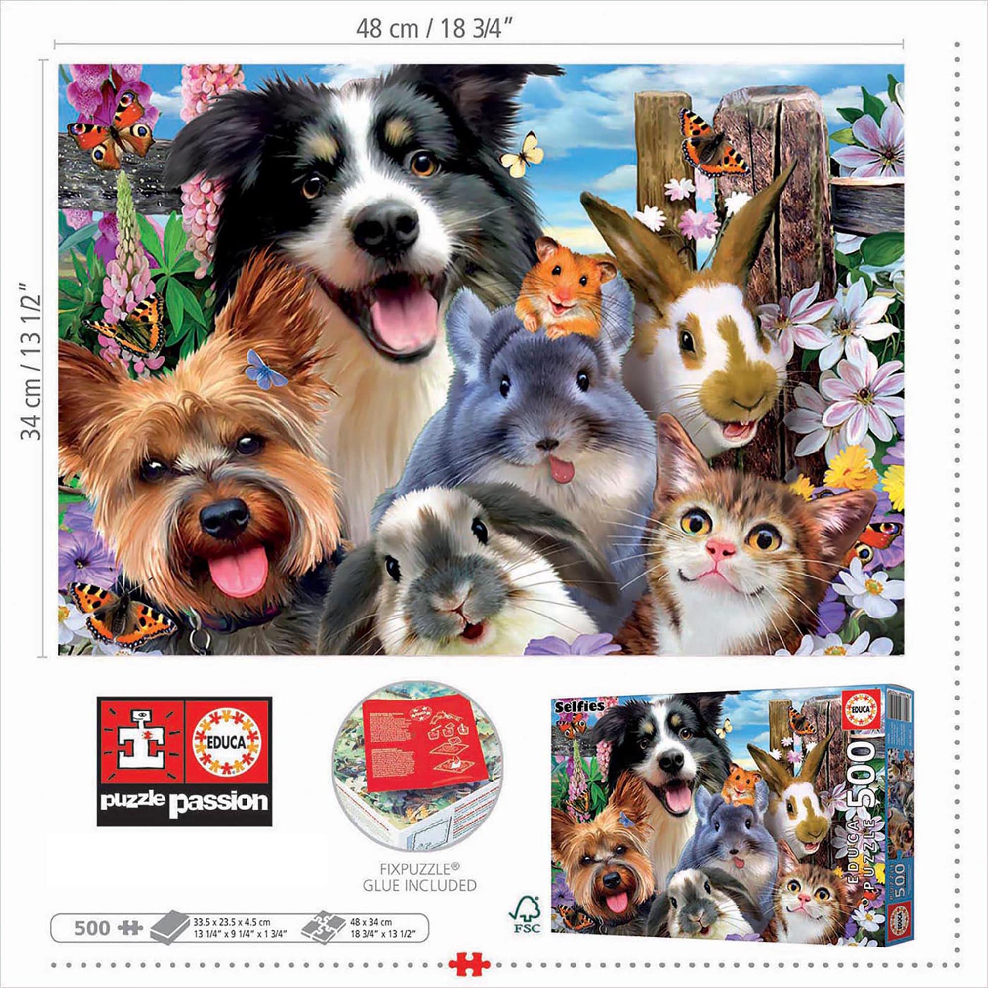 educa-haustiere-selfie-puzzle-500-teile-tiermotiv-48x34 image 3