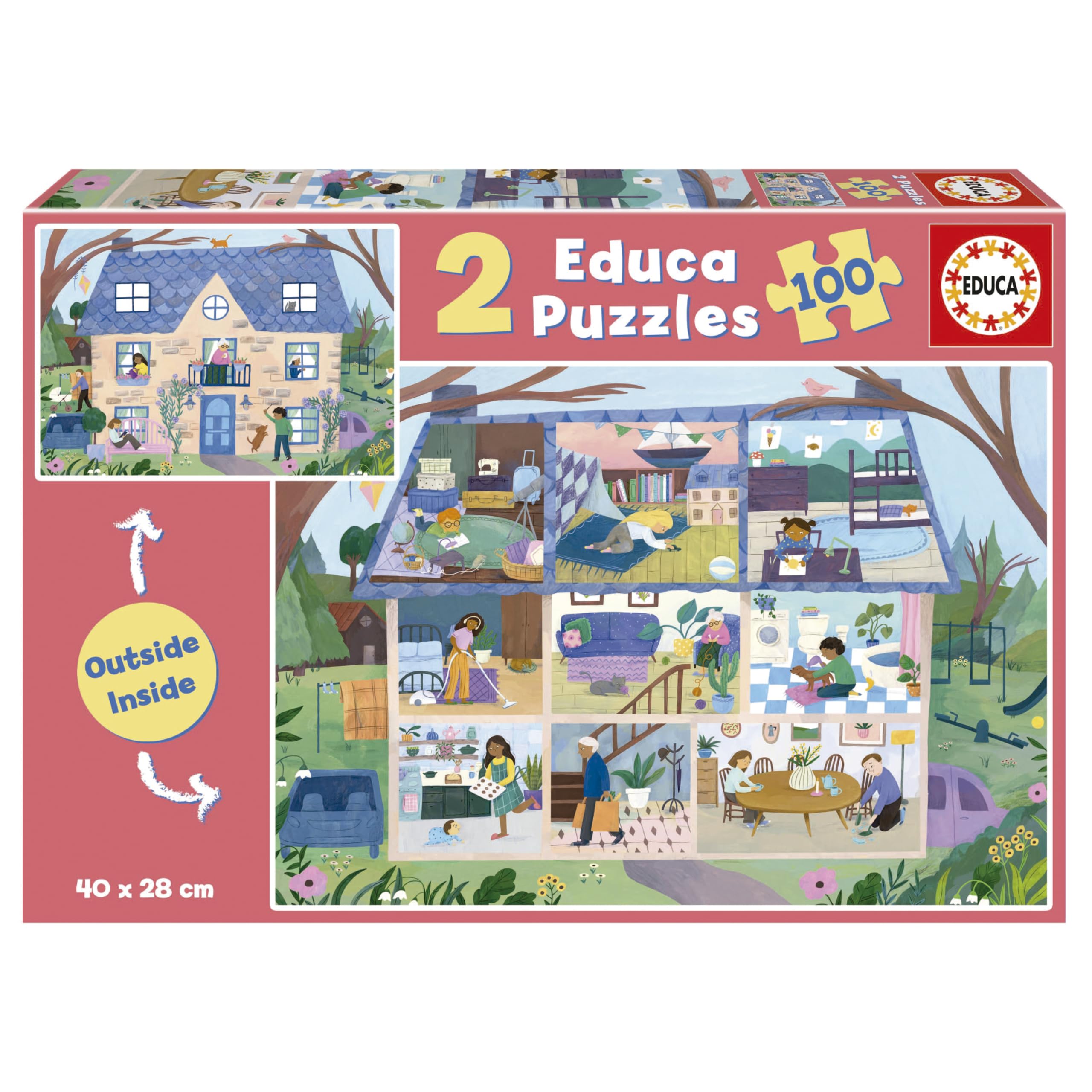 educa-kinderpuzzle-zuhause-19957-2x100-teile-haus-ab-6-jahren image 1