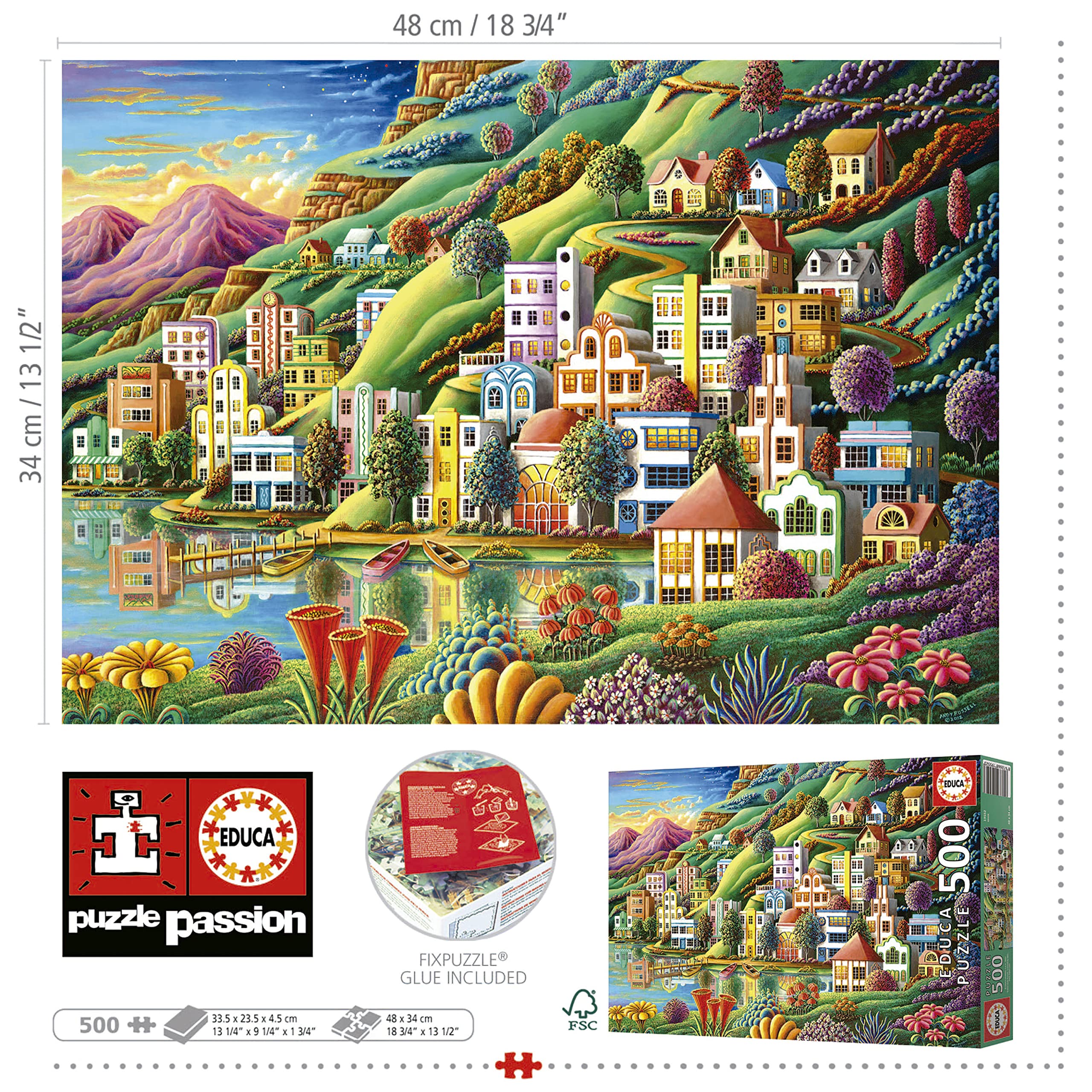 educa-buntes-dorf-am-see-19552-puzzle-500-teile-landschaft image 3