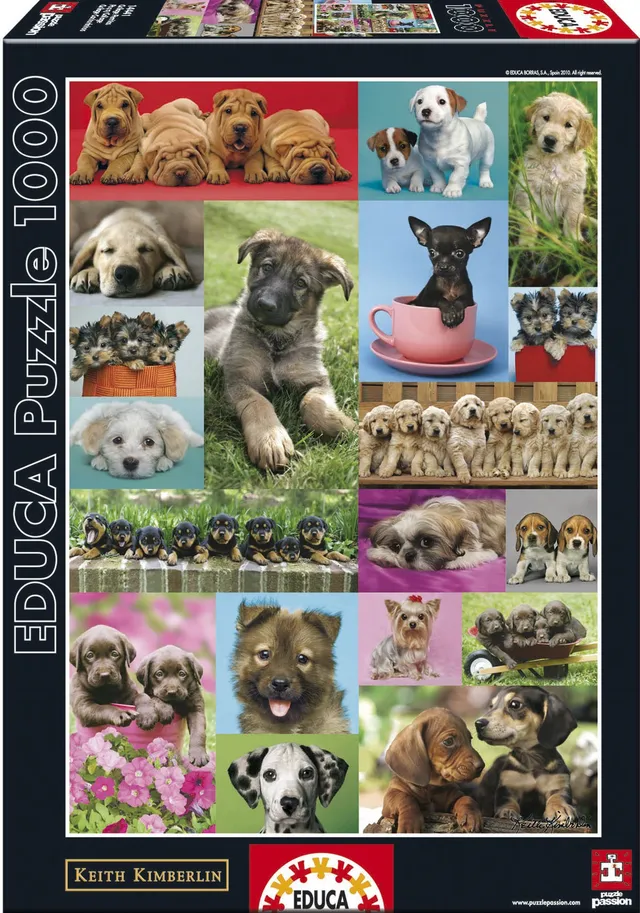 educa-14441-welpencollage-puzzle-1000-teile-hunde-68x48 image 1