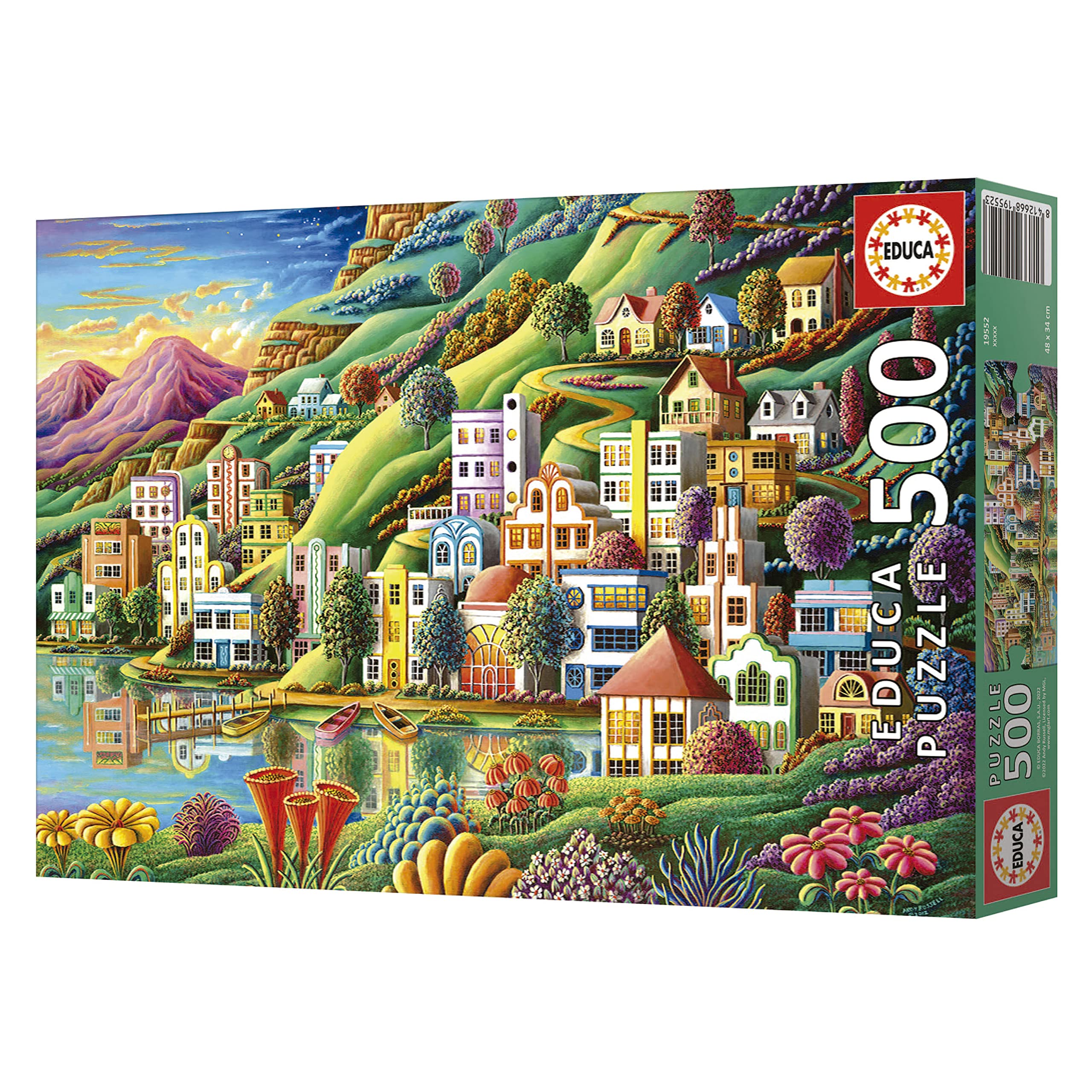 educa-buntes-dorf-am-see-19552-puzzle-500-teile-landschaft image 4