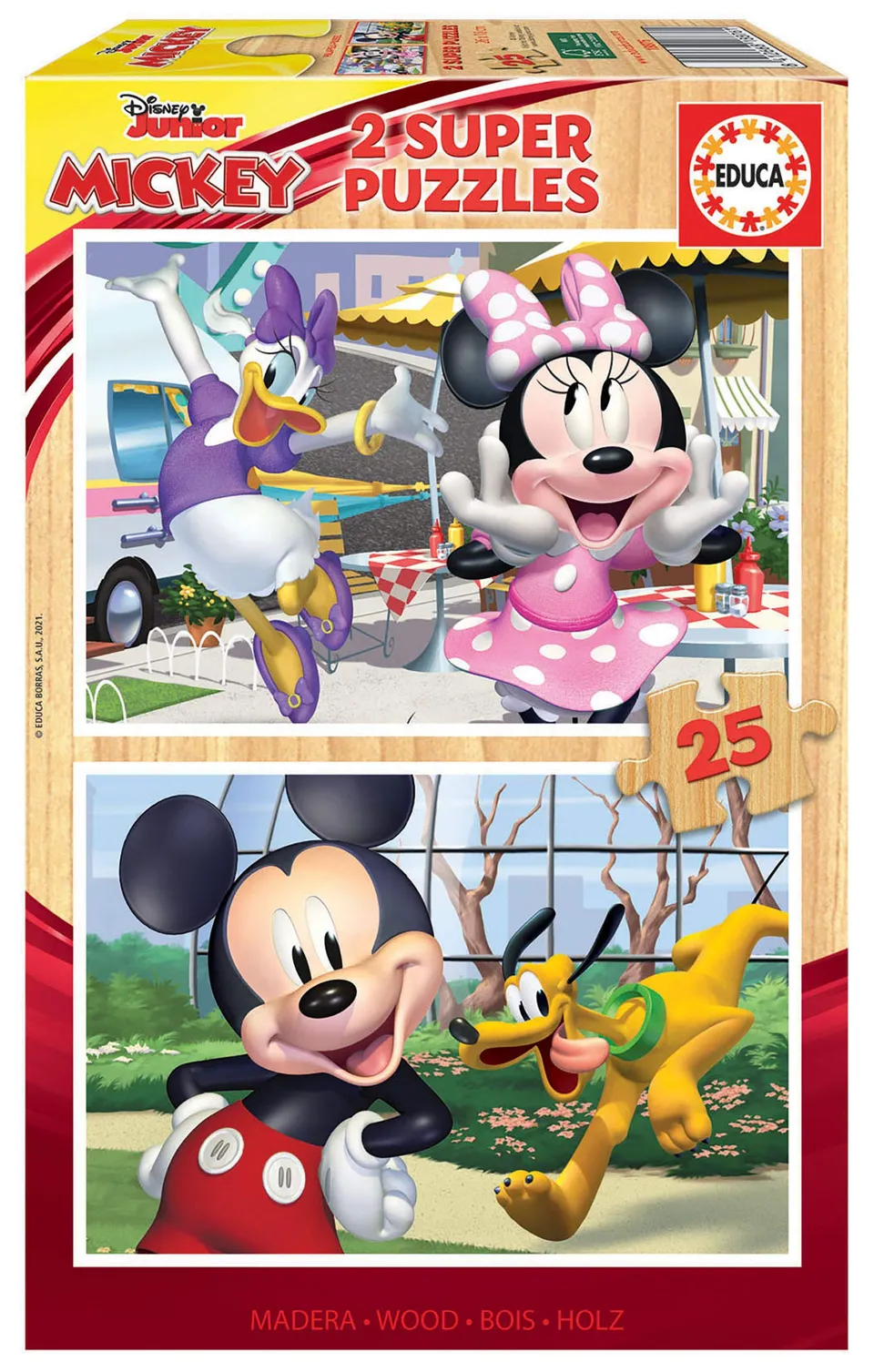 educa-18876-mickey-und-freunde-2x25-holzpuzzle-ab-3-jahren image 1