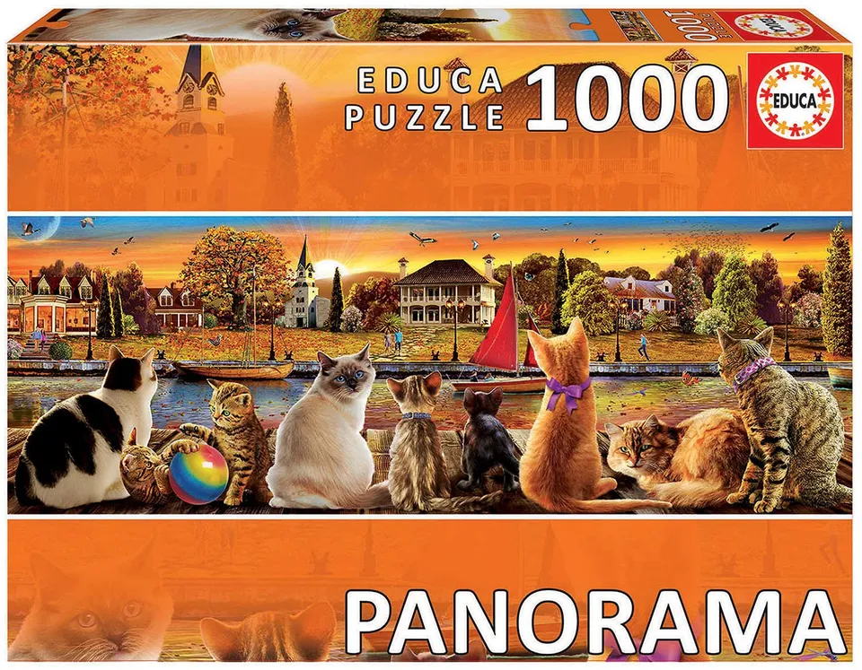 educa-katzen-am-quai-18001-puzzle-1000-teile-panorama image 1