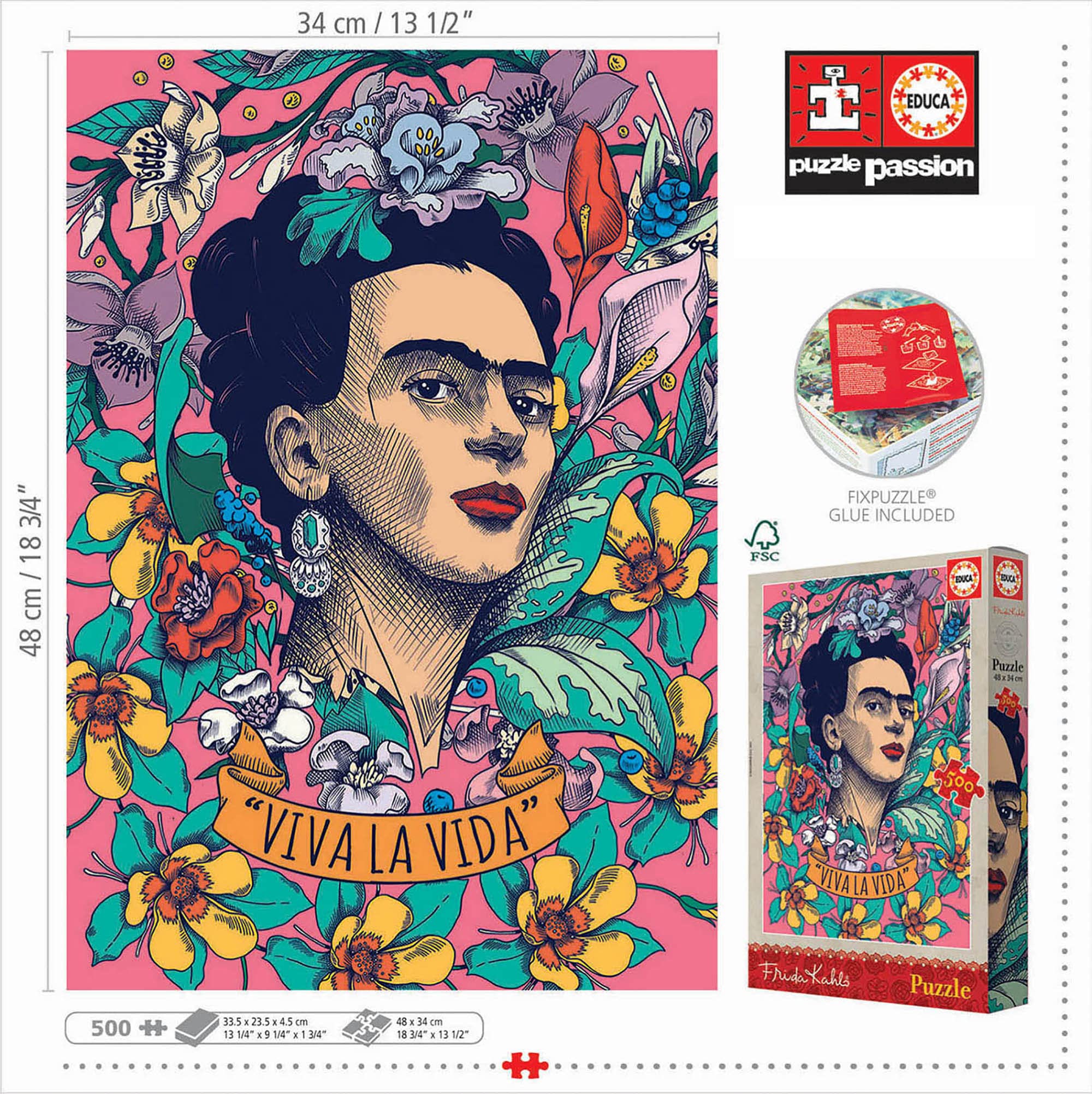 educa-viva-la-vida-frida-kahlo-puzzle-500-teile-34x48-cm image 3