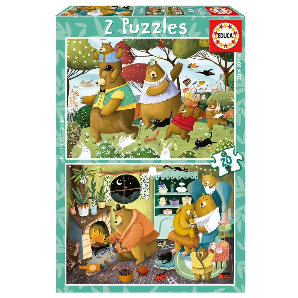 educa-waldgeschichten-kinderpuzzle-2x20-teile-waldtiere-ab-3-j image 1