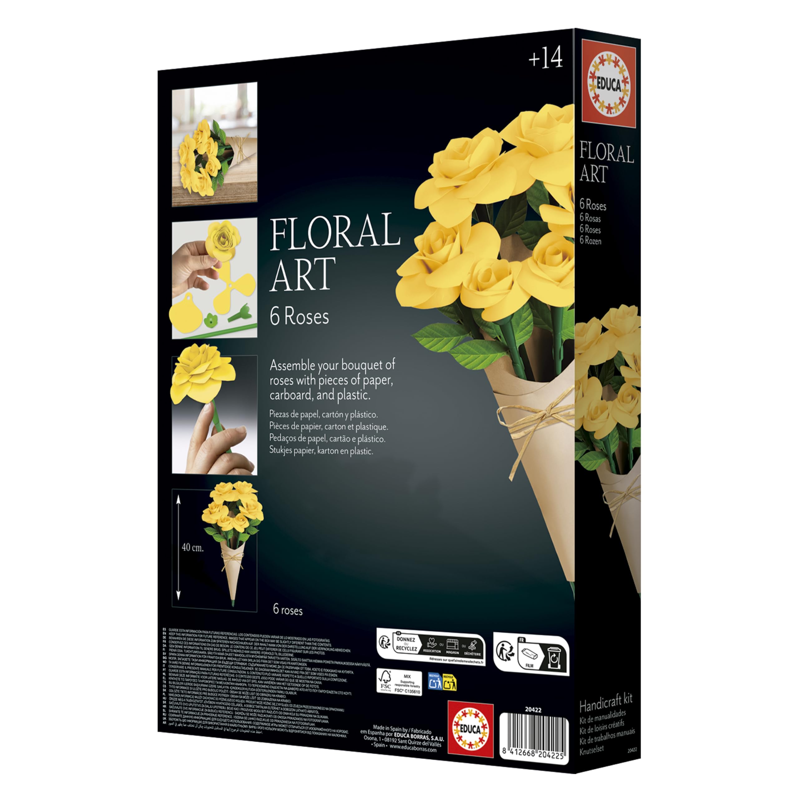educa-floral-art-20422-bastelset-gelber-rosenstrau-12-papierrosen image 2