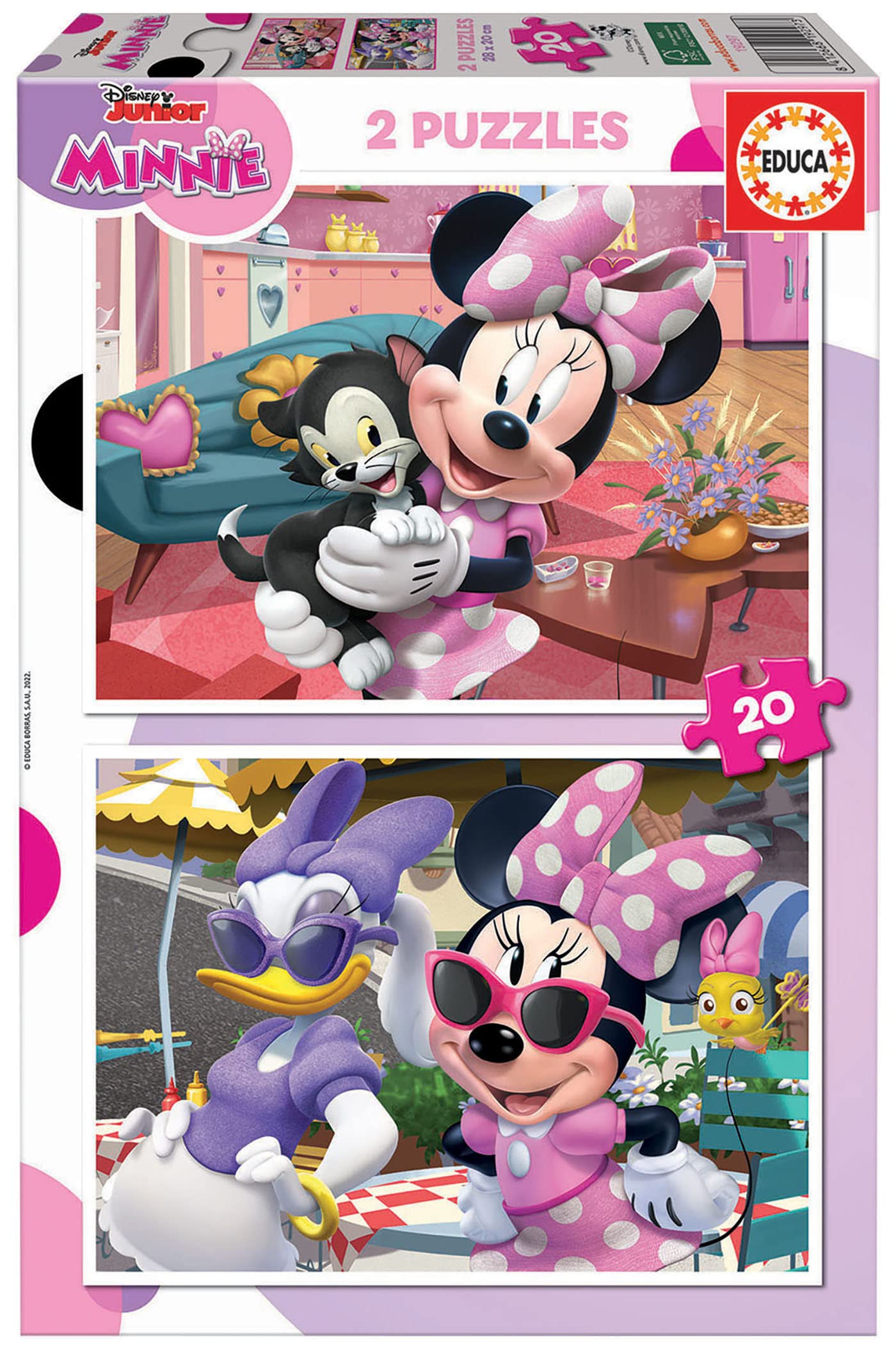 educa-minnie-maus-2x20-teile-kinderpuzzle-ab-3-jahren-disney-set image 1