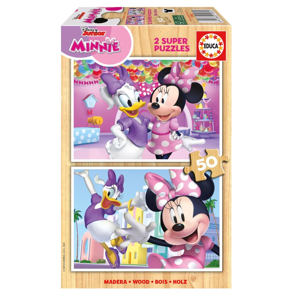 educa-19962-minnie-mouse-holzpuzzle-2x50-teile-ab-5-jahren image 1