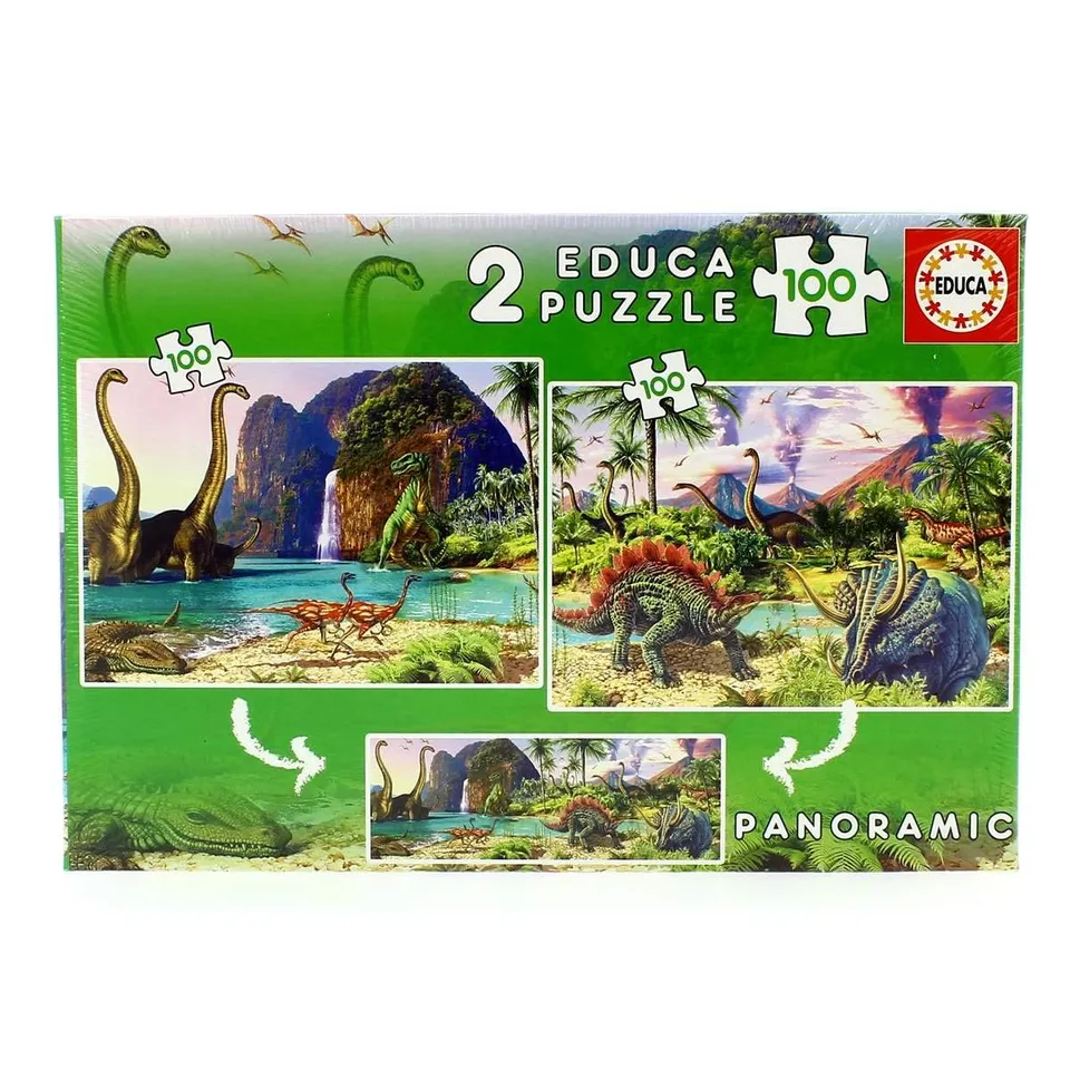 educa-dinosaurier-puzzleset-2x100-teile-15620-t-rex-ab-6-jahren image 1