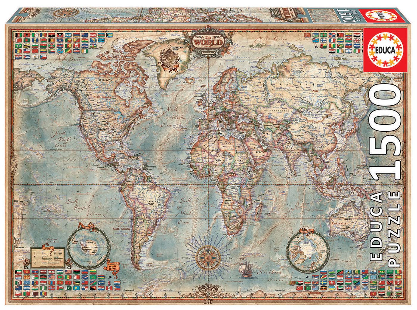 educa-antike-karte-1500-teile-puzzle-weltkarte-85x60-cm image 5