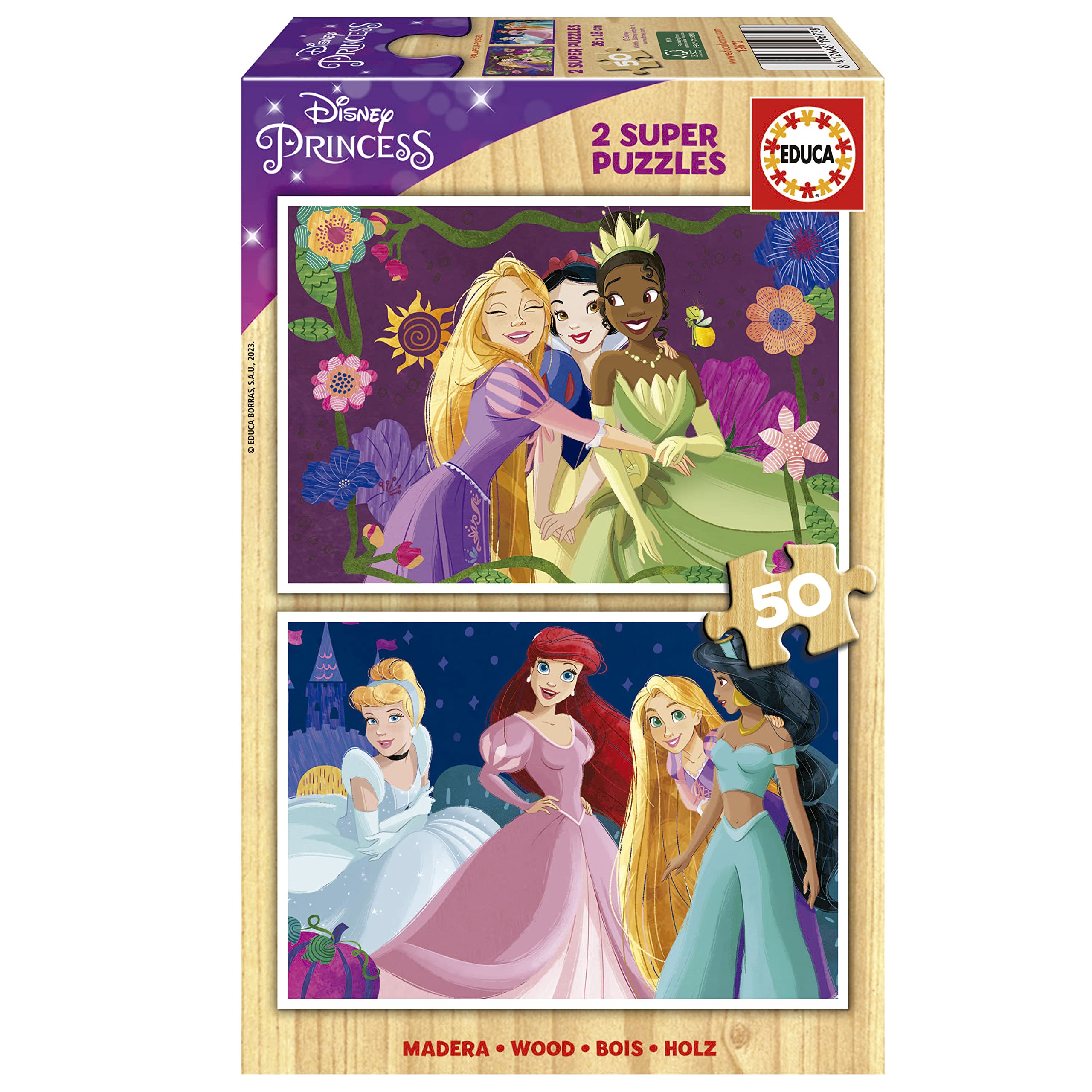 educa-19672-disney-prinzessinnen-holzpuzzle-2x50 image 1